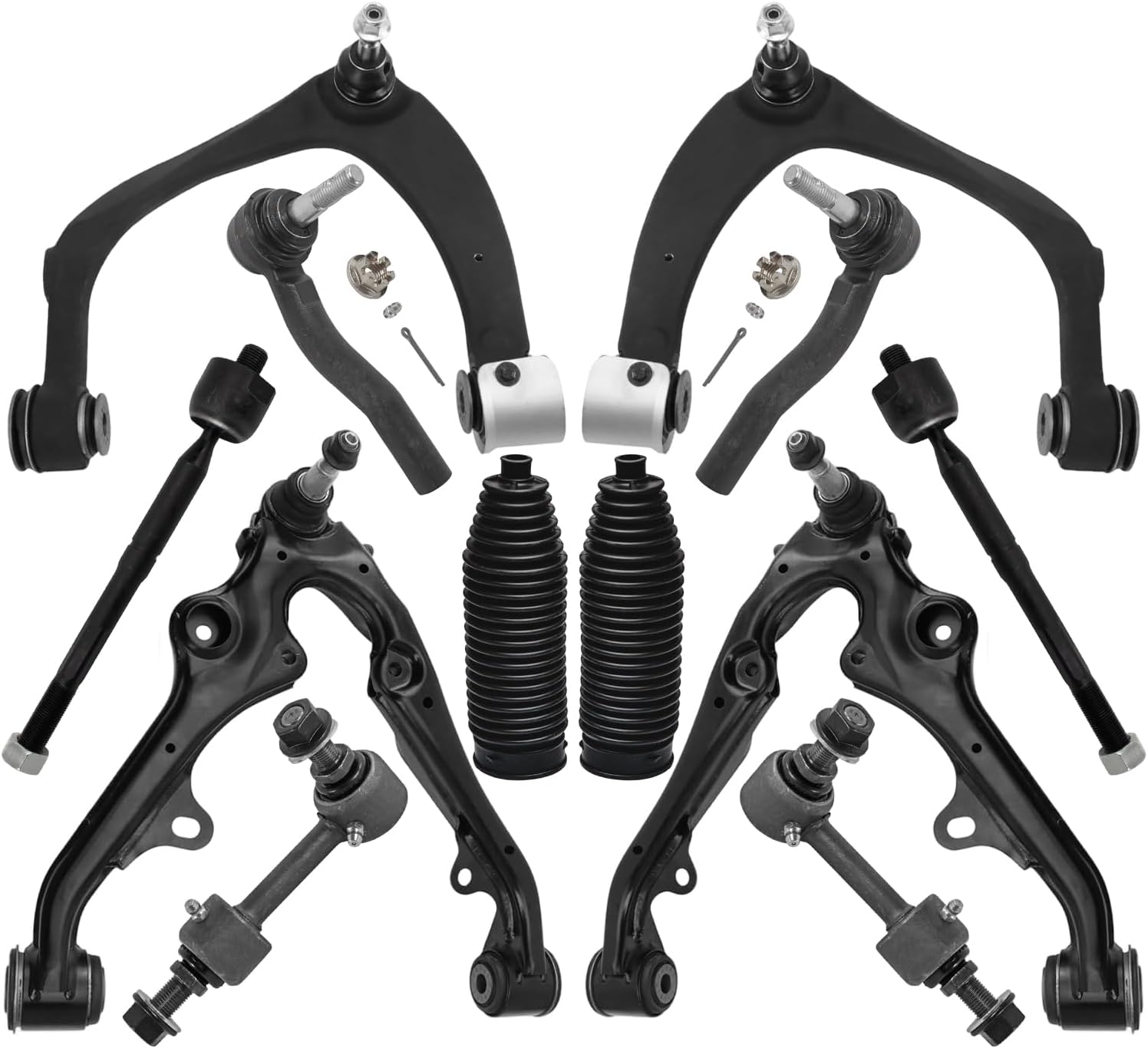 12pc Front Upper Lower Control Arms Tie Rods Sway Bar Links Suspension Kit