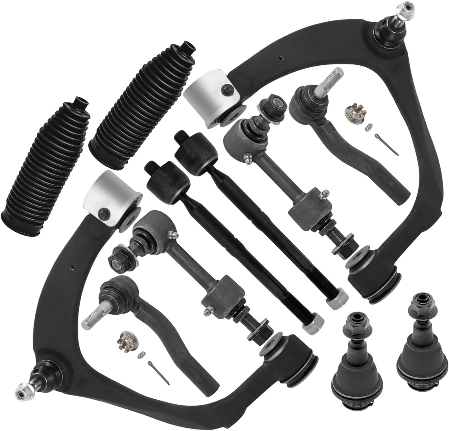 12pc Front Upper Control Arms Lower Ball Joints Tie Rods Suspension Kit
