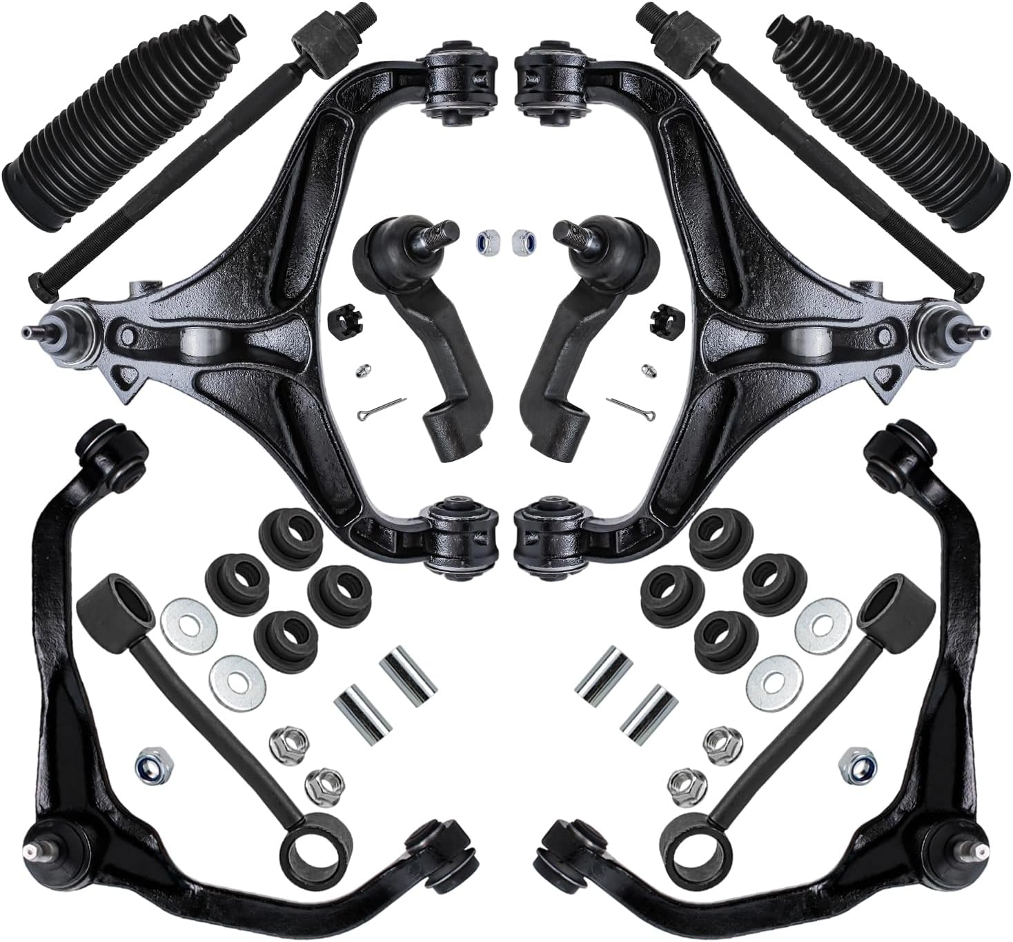 12pc Front Upper Lower Control Arms Tie Rods Sway Bar Links Suspension Kit