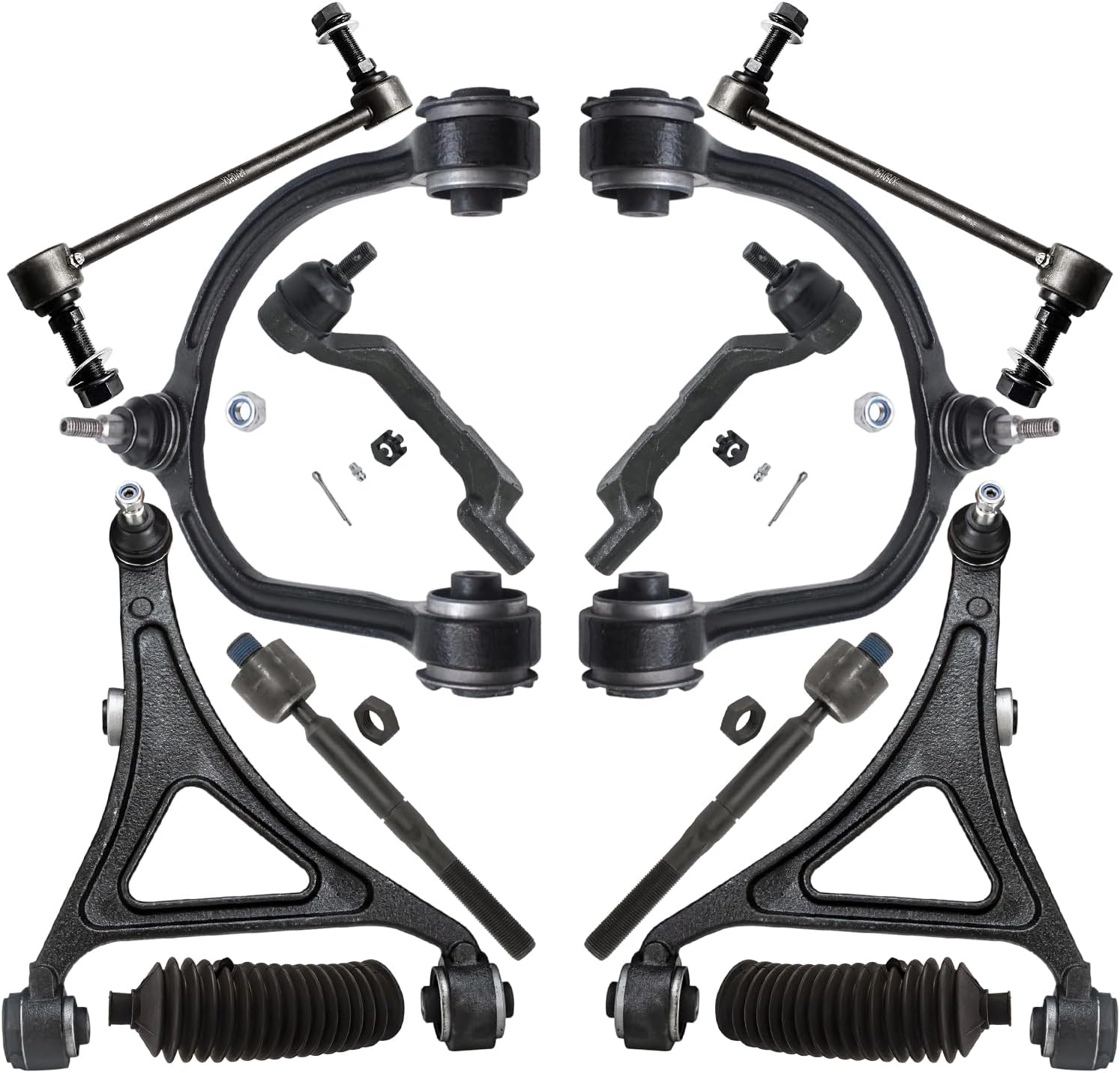 12pc Front Upper Lower Control Arms Tie Rods Sway Bar Links Suspension Kit