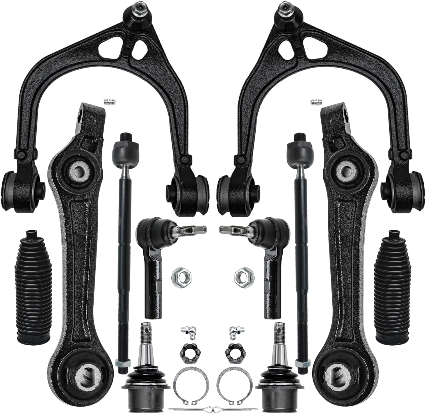 12pc Front Upper Lower Rearward Control Arms Tie Rods Suspension Kit