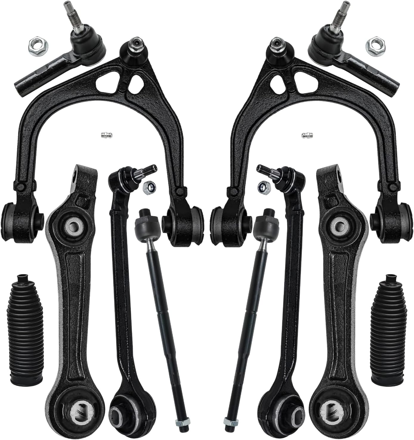 12pc Front Upper Lower Forward Rearward Control Arms Tie Rods Suspension Kit