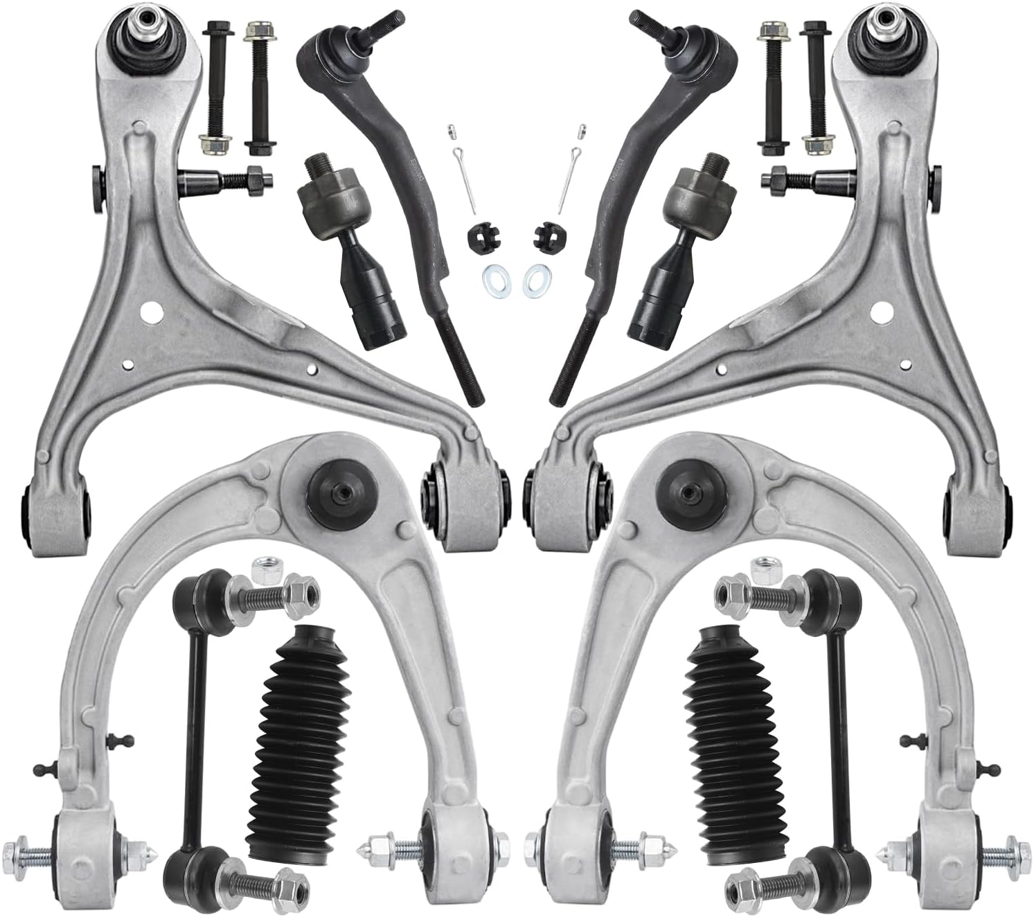 12pc Front Upper Lower Control Arms Tie Rods Sway Bar Links Suspension Kit