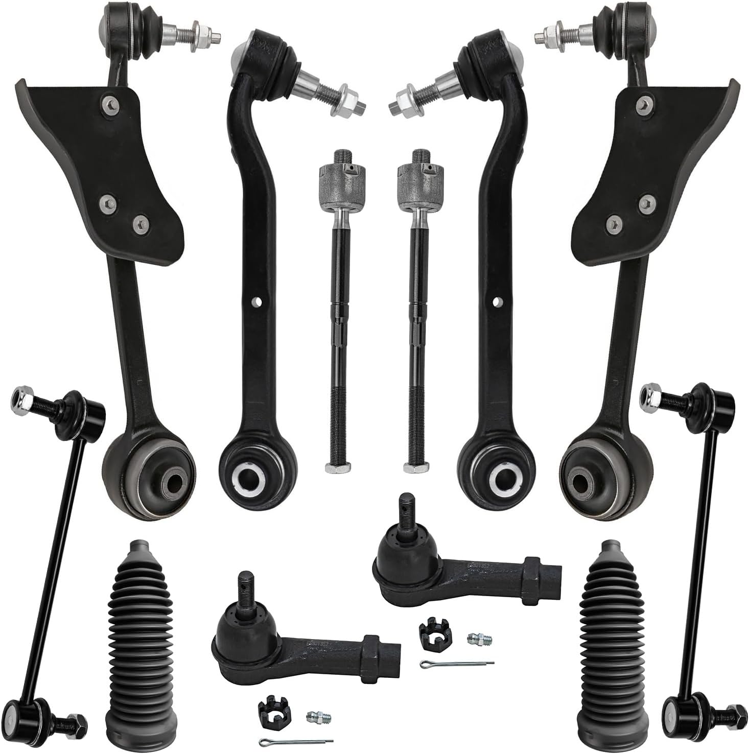 12pc Front Lower Forward Rearward Control Arms Sway Bar Links Suspension Kit