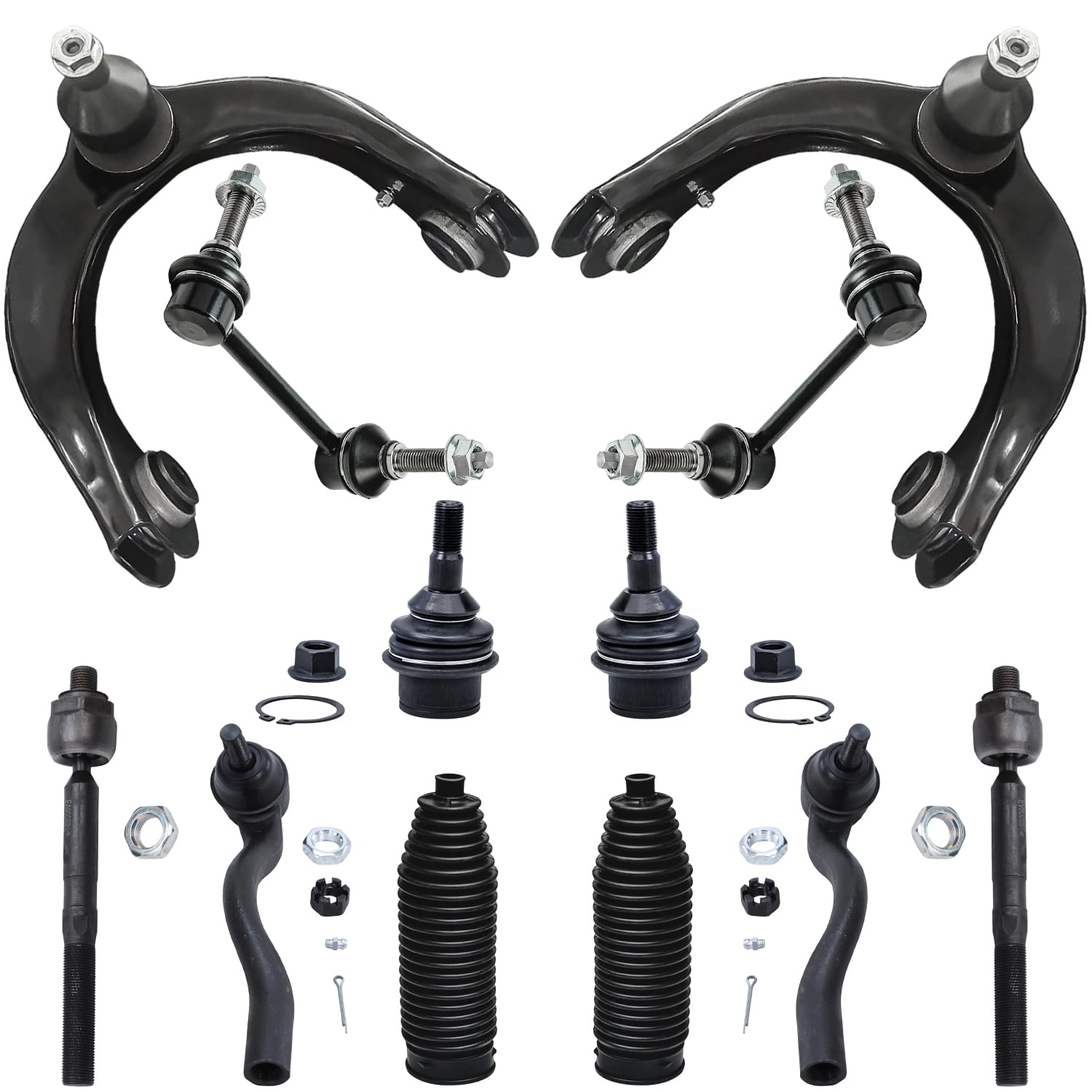 12pc Front Upper Control Arms Tie Rods Sway Bar Links Suspension Kit