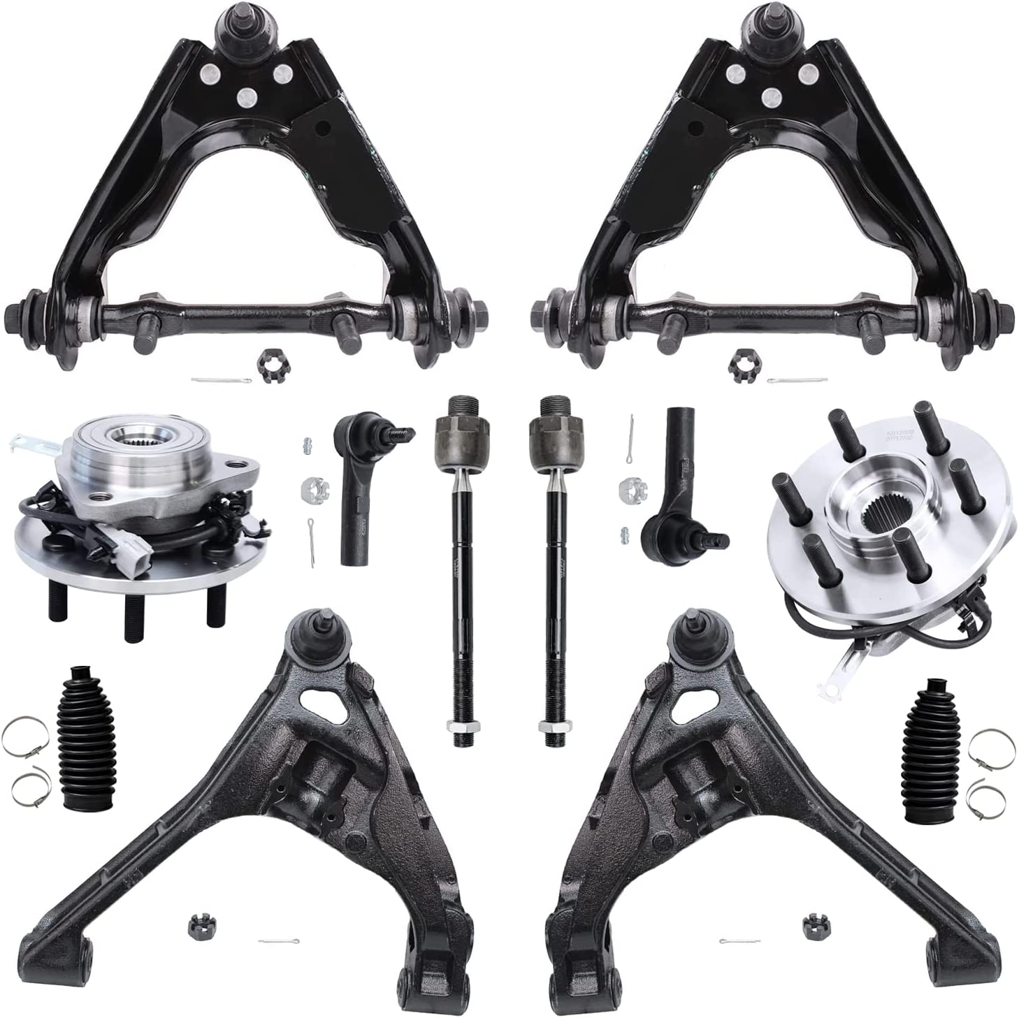 Detroit Axle 17pc Front Suspension Kit For 2000-2003 Ford F-150 4WD – Arms & Hubs