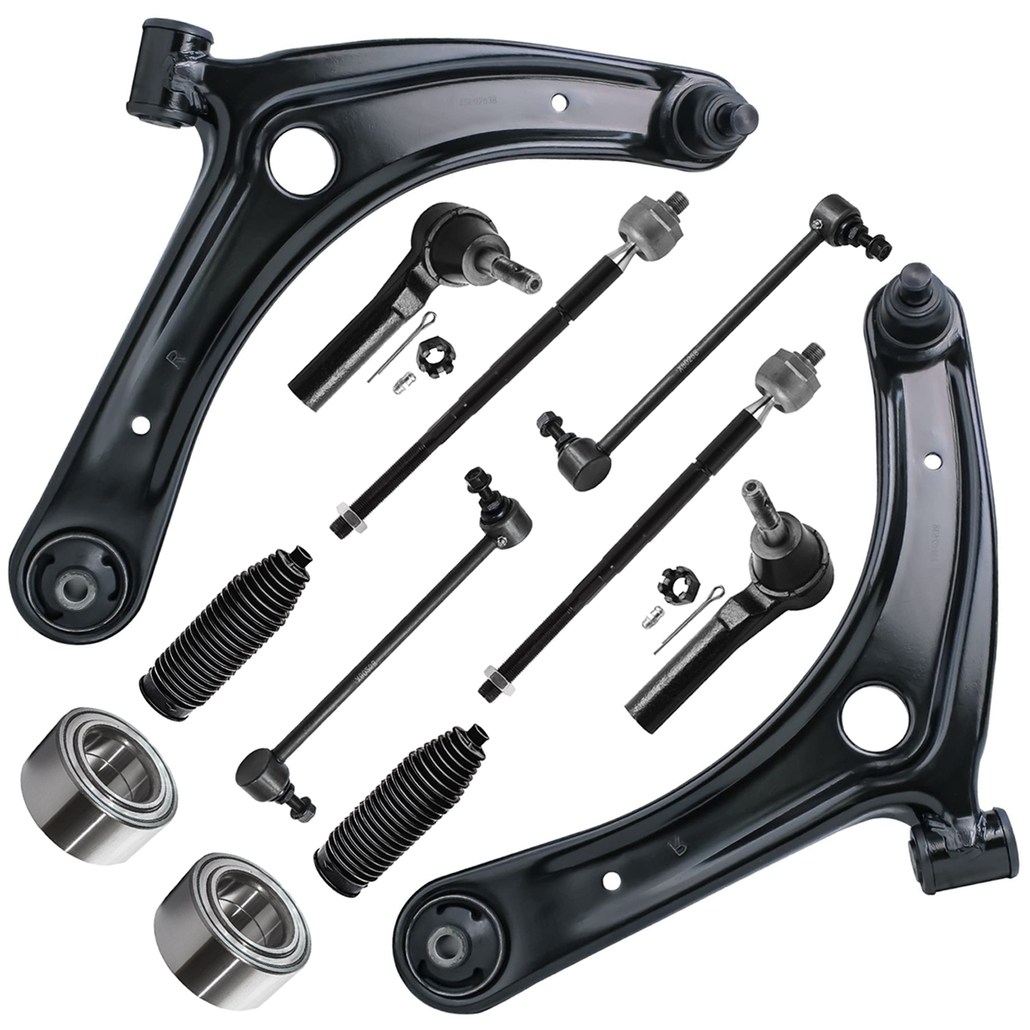 12pc Front Lower Control Arms Wheel Bearings Sway Bar Links Suspension Kit