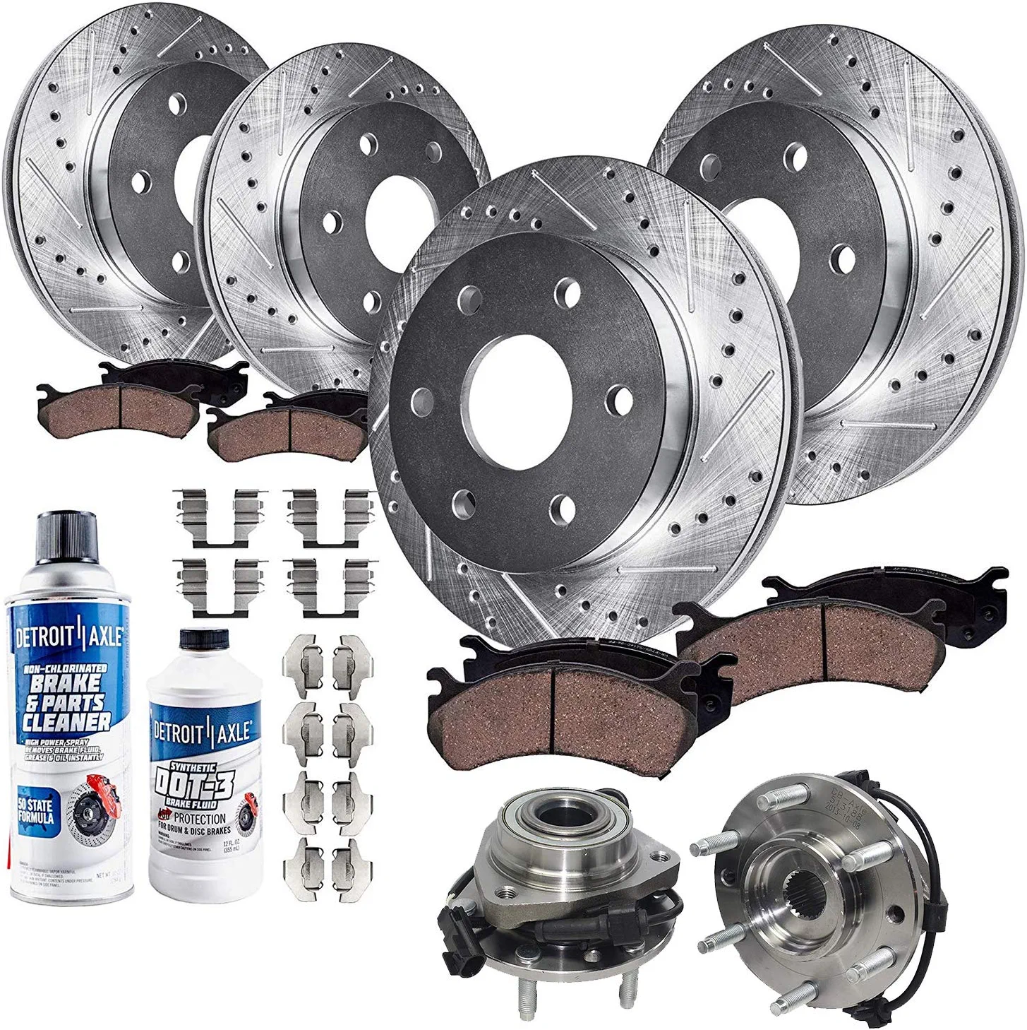 thumbnail image 2 of Detroit Axle 12pc Brake Kit: Front & Rear Rotors, Ceramic Pads & Wheel Hub Bearings For Ford Explorer 2 of 6