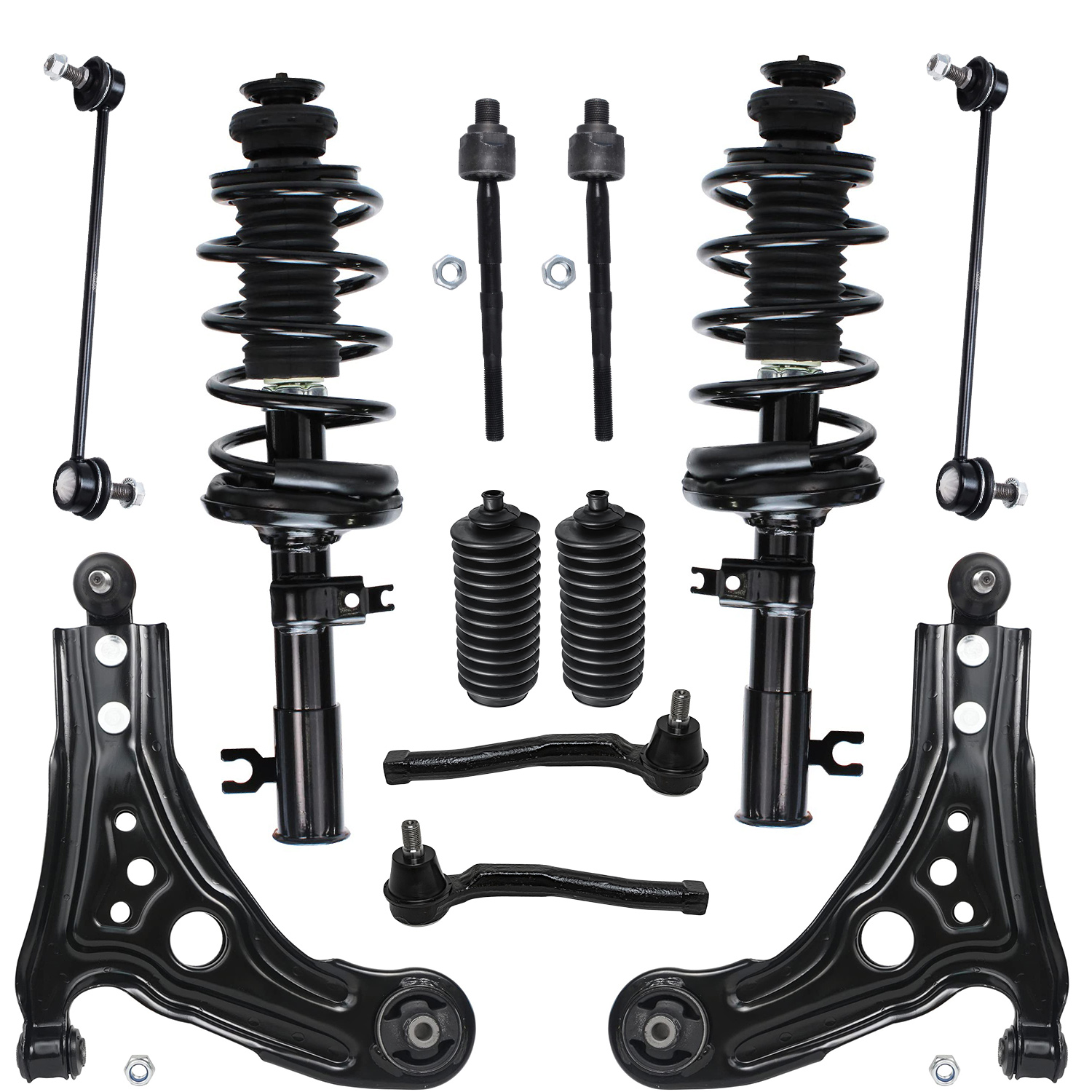 12pc Front Struts Control Arms Tie Rods Sway Bar Links Suspension Kit
