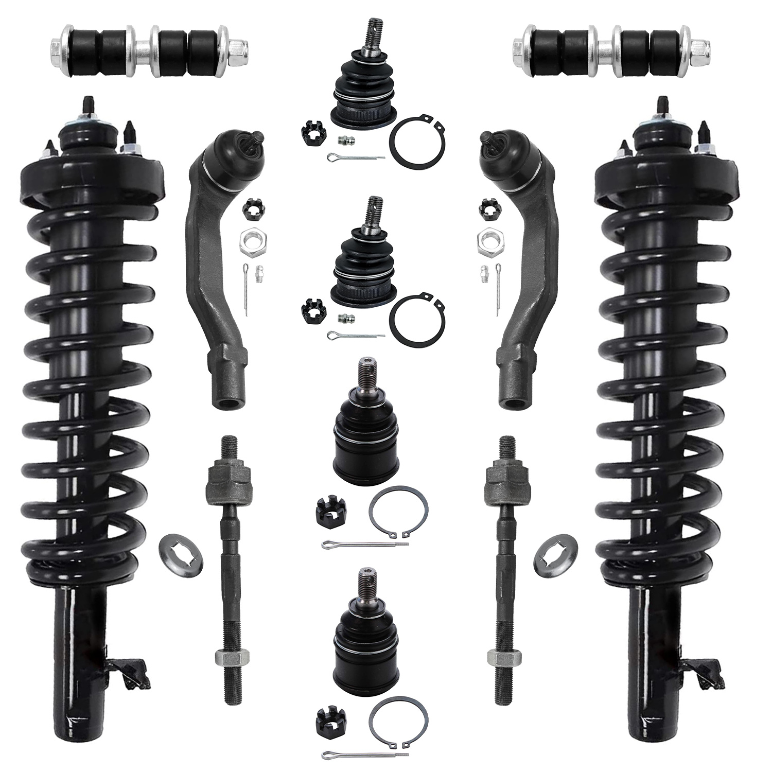12pc Front Struts Tie Rods Ball Joints Sway Bar Links Suspension Kit
