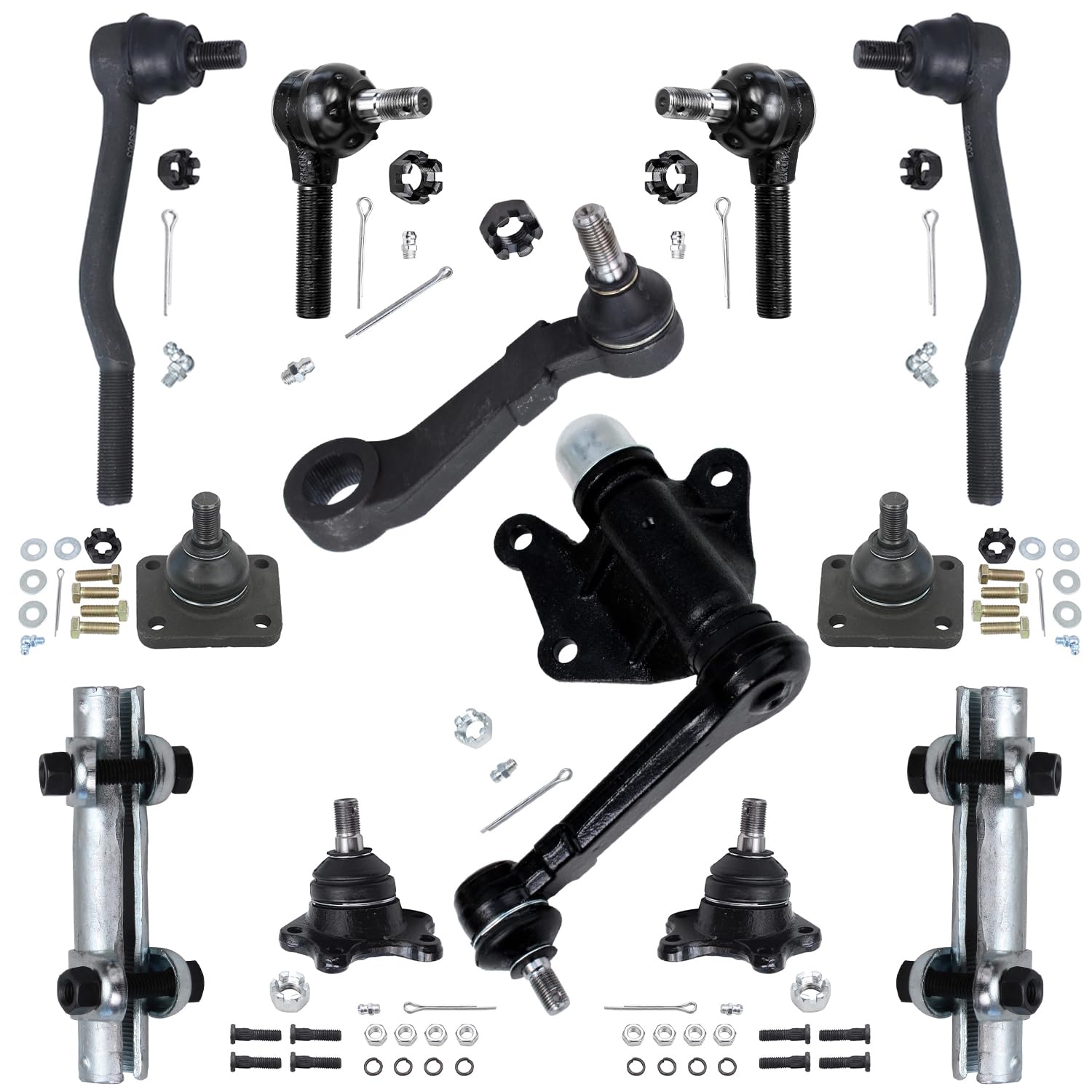 12pc Front Ball Joints Tie Rods Adjusting Sleeves Suspension Kit