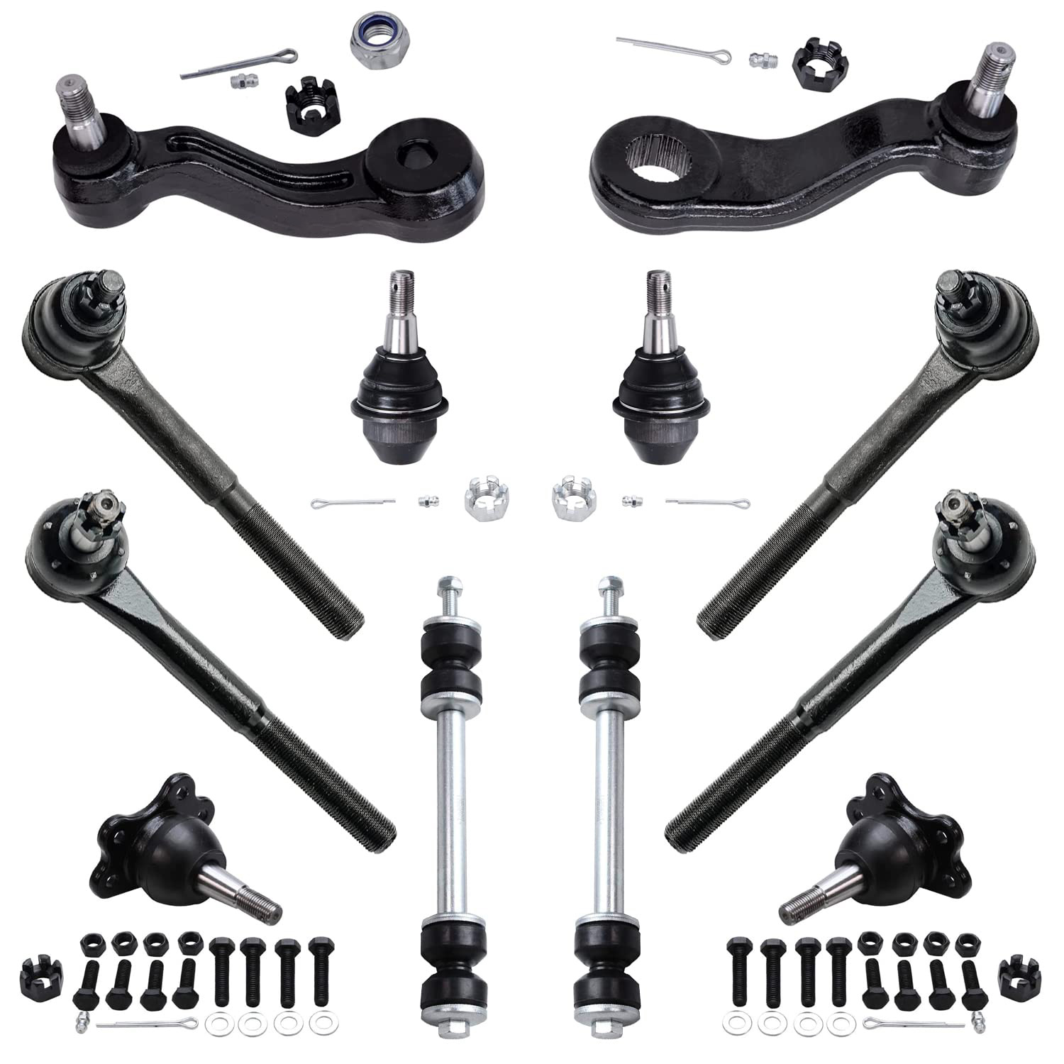 12pc Front Ball Joints Sway Bar Links Tie Rods Idler Pitman Arms Suspension Kit