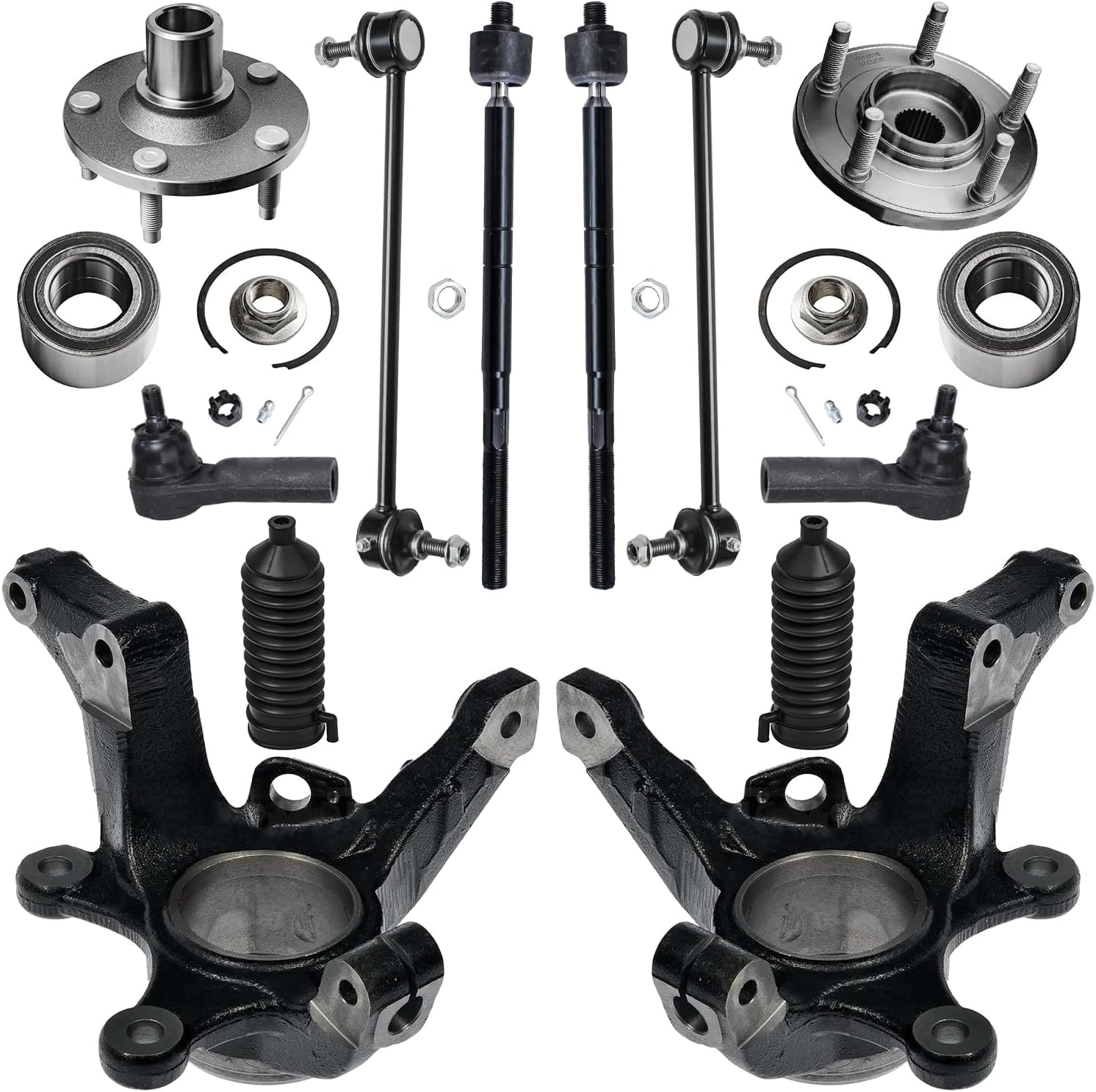 12pc Front Steering Knuckles Wheel Hub and Bearings Suspension Kit