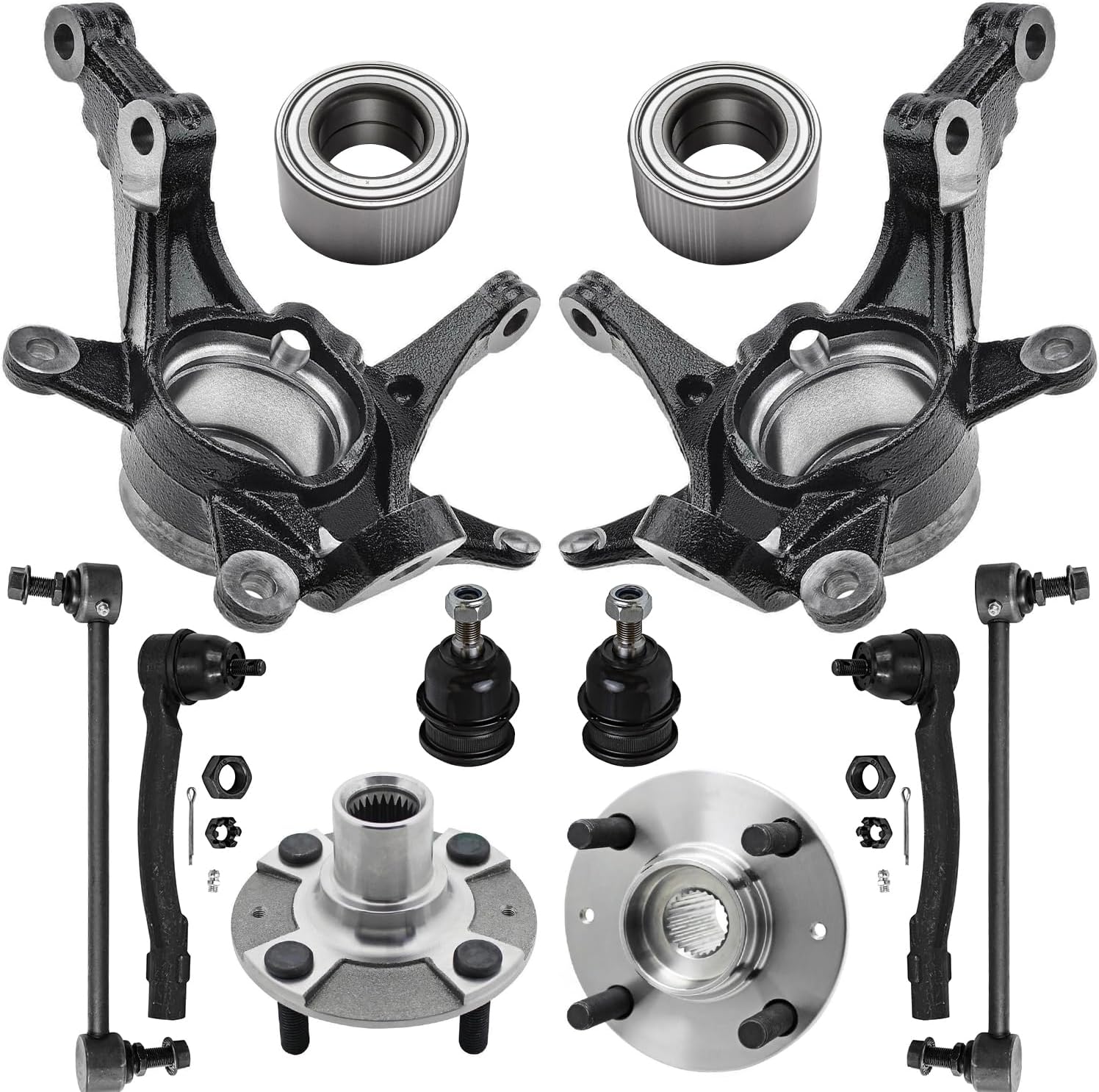 12pc Front Steering Knuckles Wheel Hub and Bearings Suspension Kit