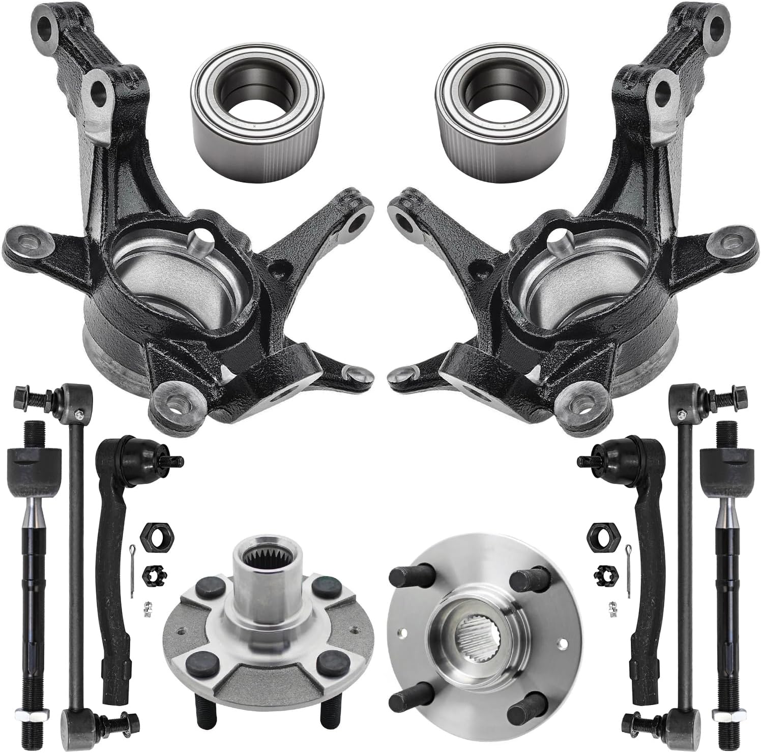 12pc Front Steering Knuckles Wheel Hub and Bearings Suspension Kit