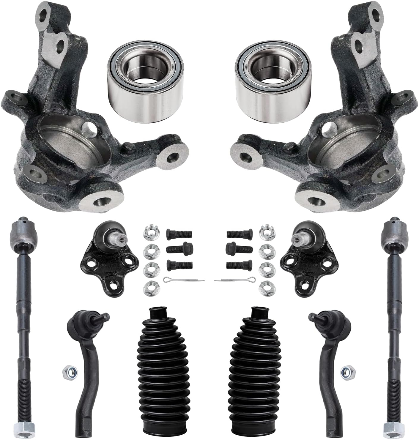 12pc Front Steering Knuckles Wheel Bearings Tie Rods Ball Joints Suspension Kit