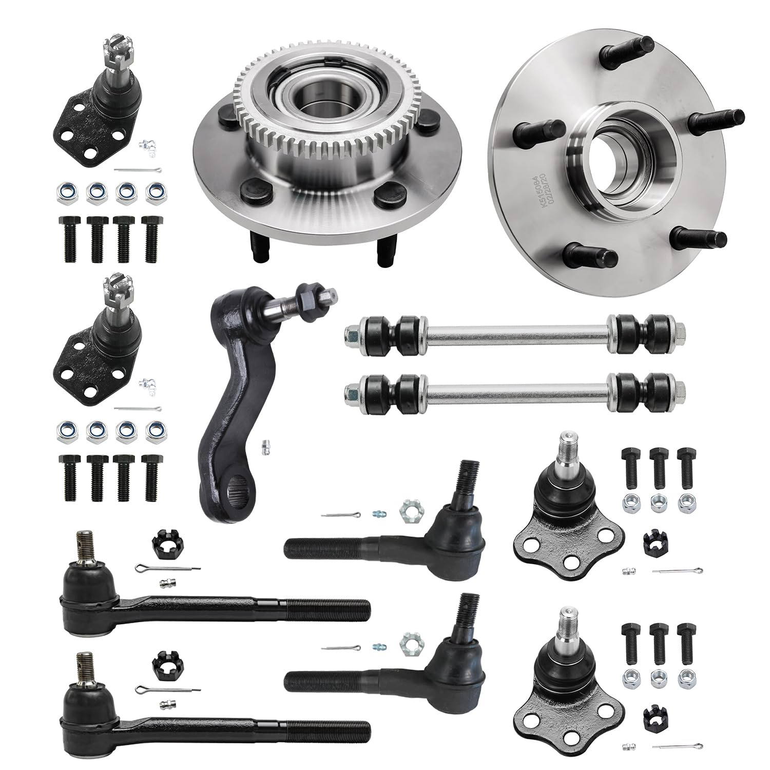 13pc Front Wheel Hub and Bearings Tie Rods Ball Joints Suspension Kit