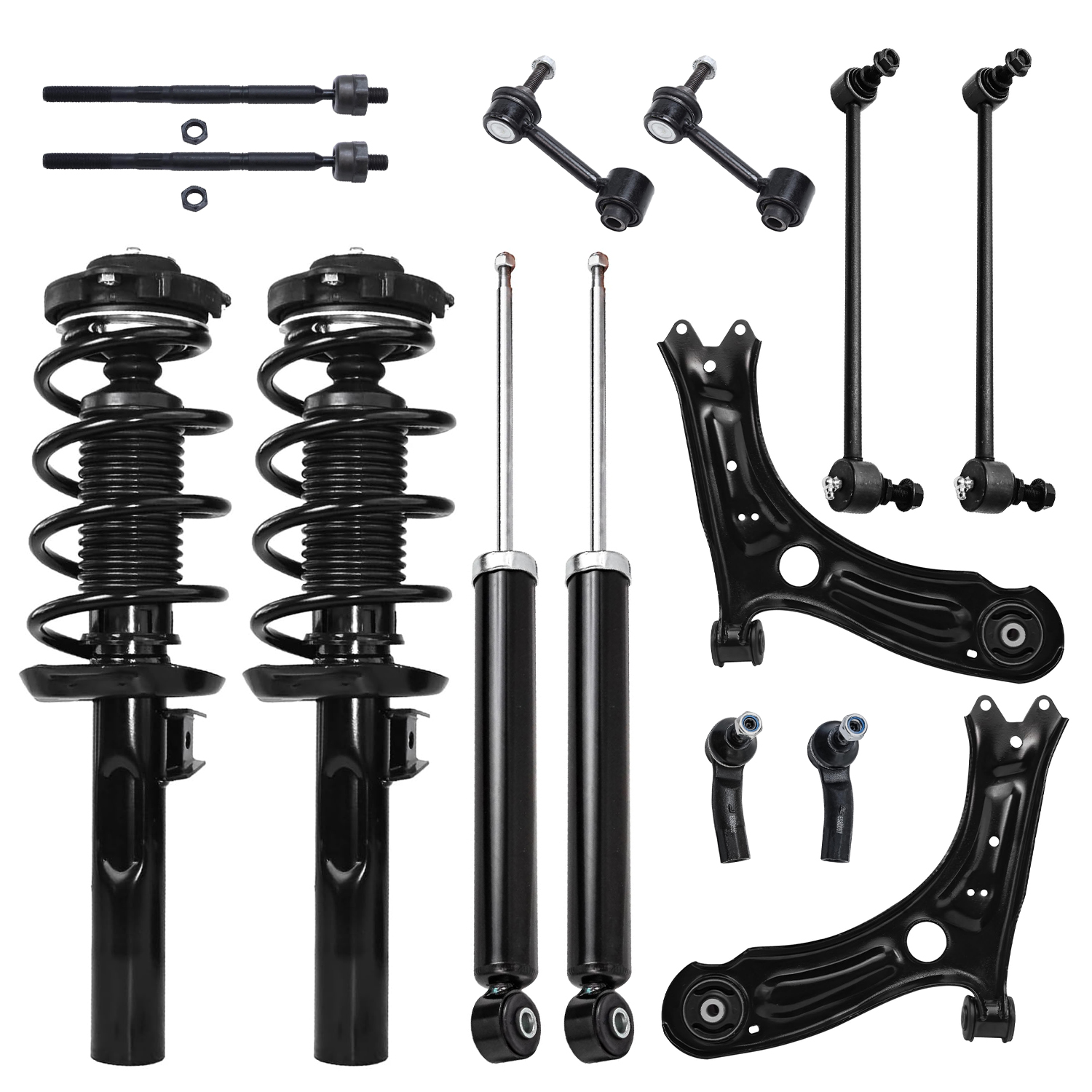 14pc Front Struts Lower Control Arms Rear Shocks Sway Bar Links Suspension Kit