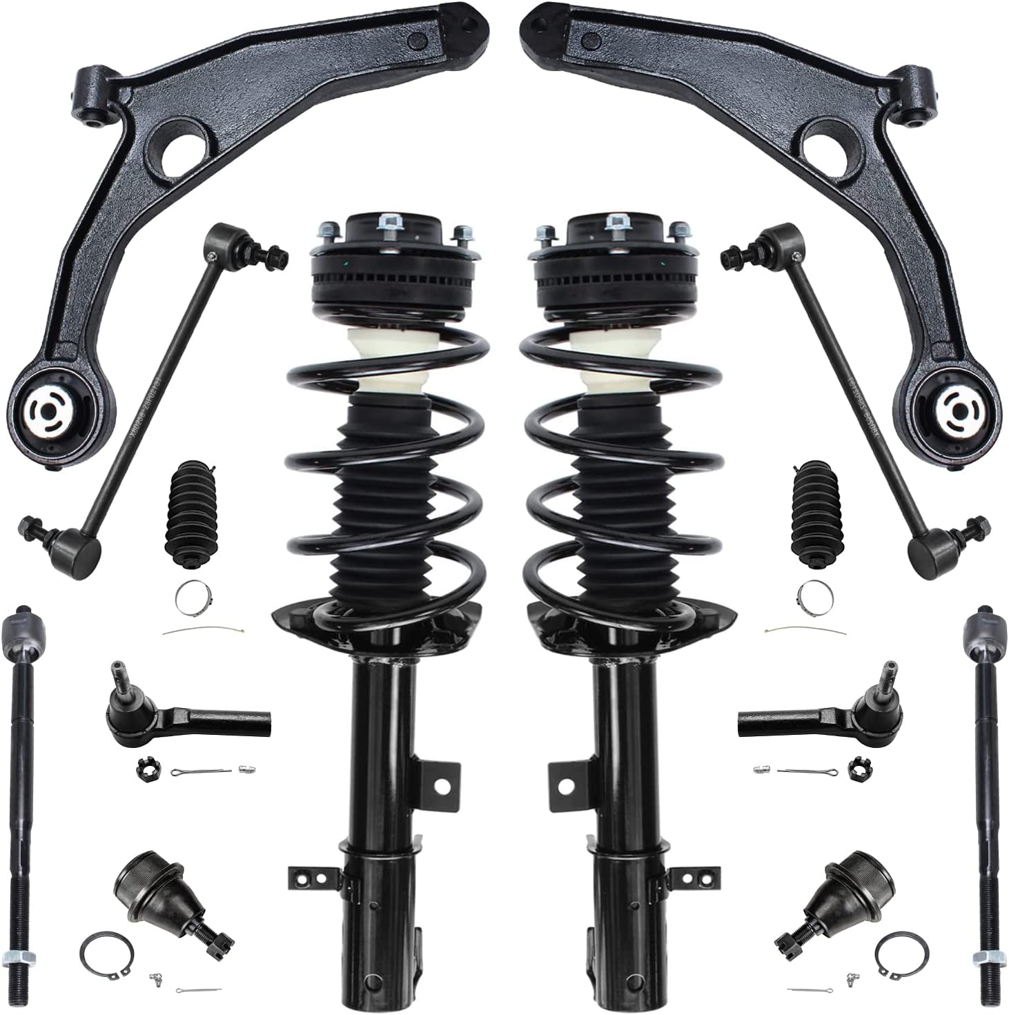 14pc Front Struts Lower Control Arms Sway Bar Links Tie Rods Suspension Kit