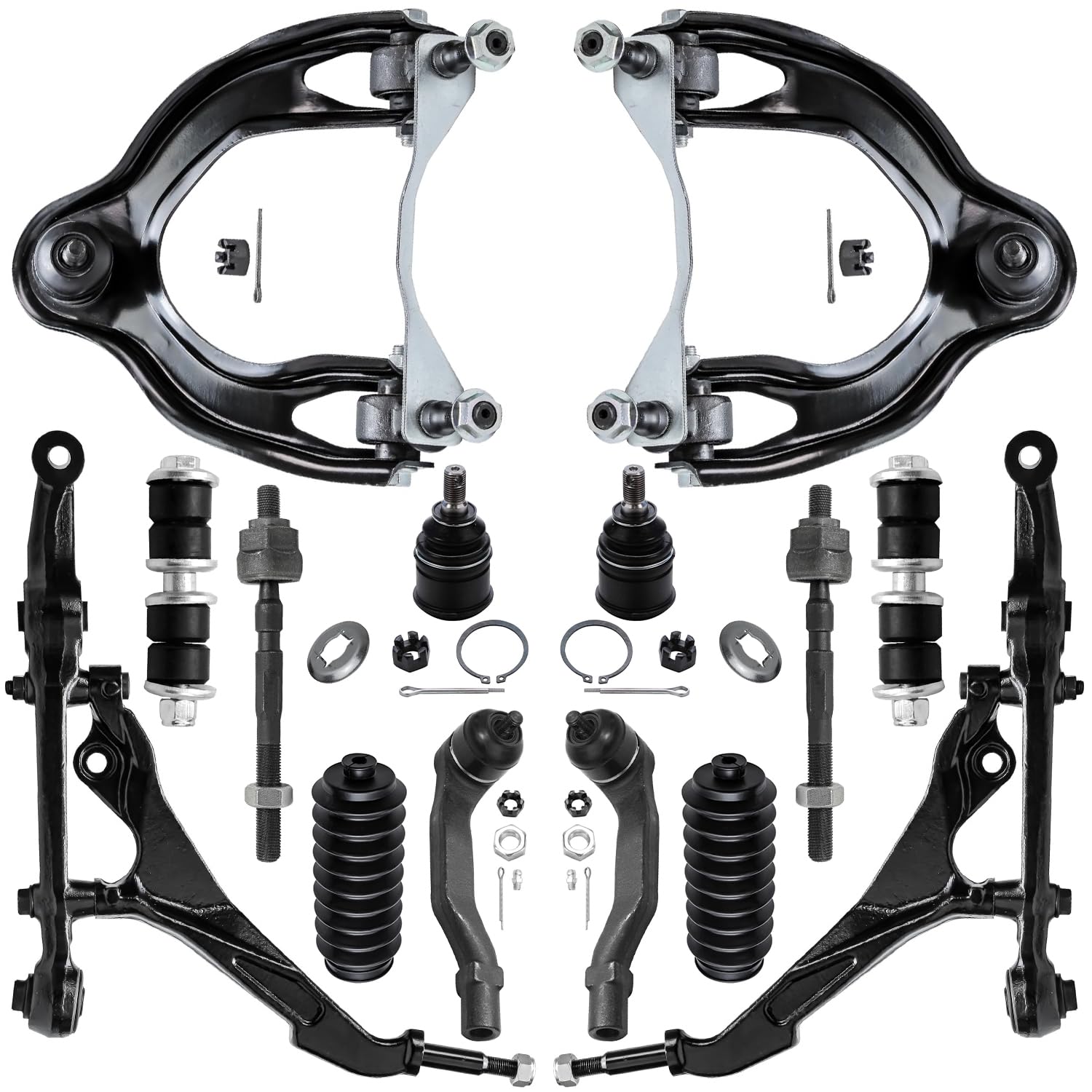 14pc Front Upper Lower Control Arms Sway Bar Links Tie Rods Suspension Kit