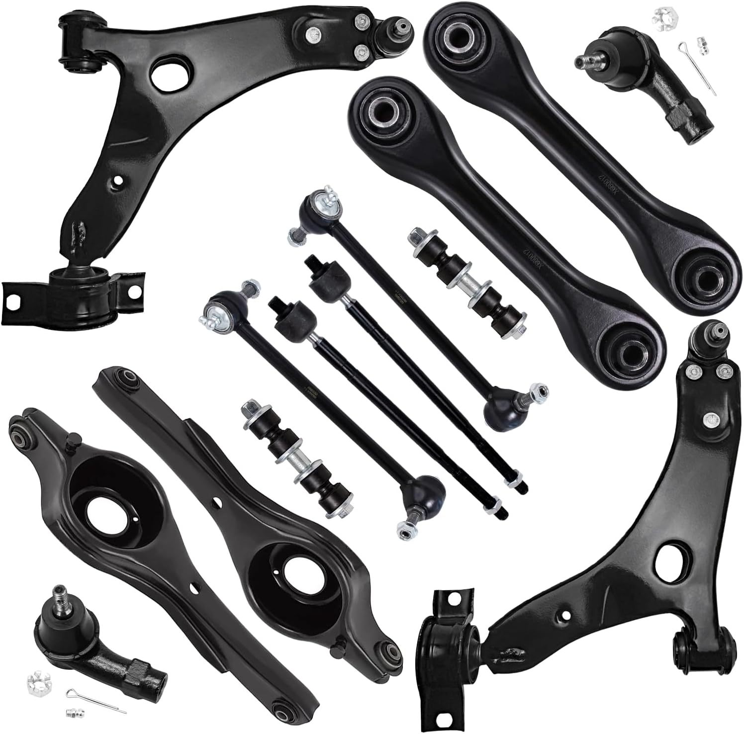 14pc Front & Rear Lower Forward Rearward Control Arms Tie Rods Suspension Kit
