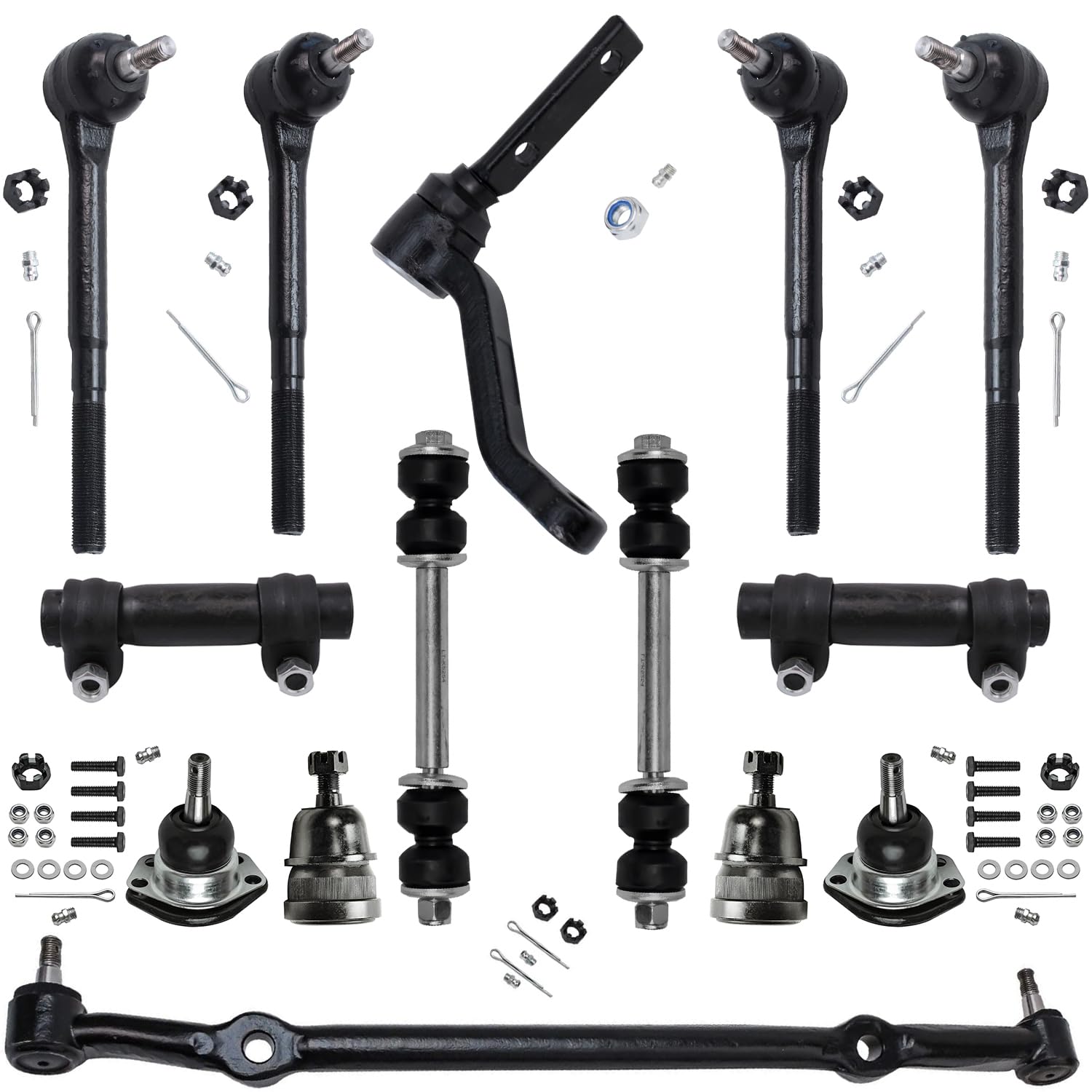 14pc Front Upper Lower Ball Joints Tie Rods Adjusting Sleeves Suspension Kit