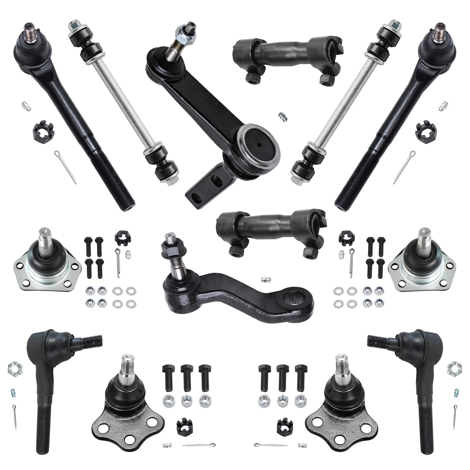 14pc Front Tie Rods Ball Joints Sway Bar Links Suspension Kit