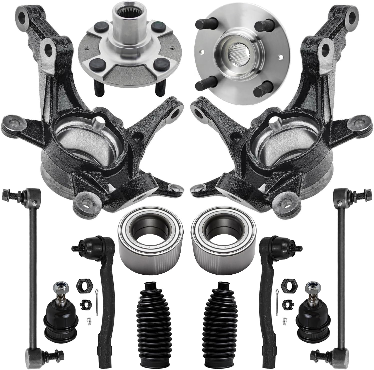 14pc Front Steering Knuckles Wheel Hub and Bearings Suspension Kit