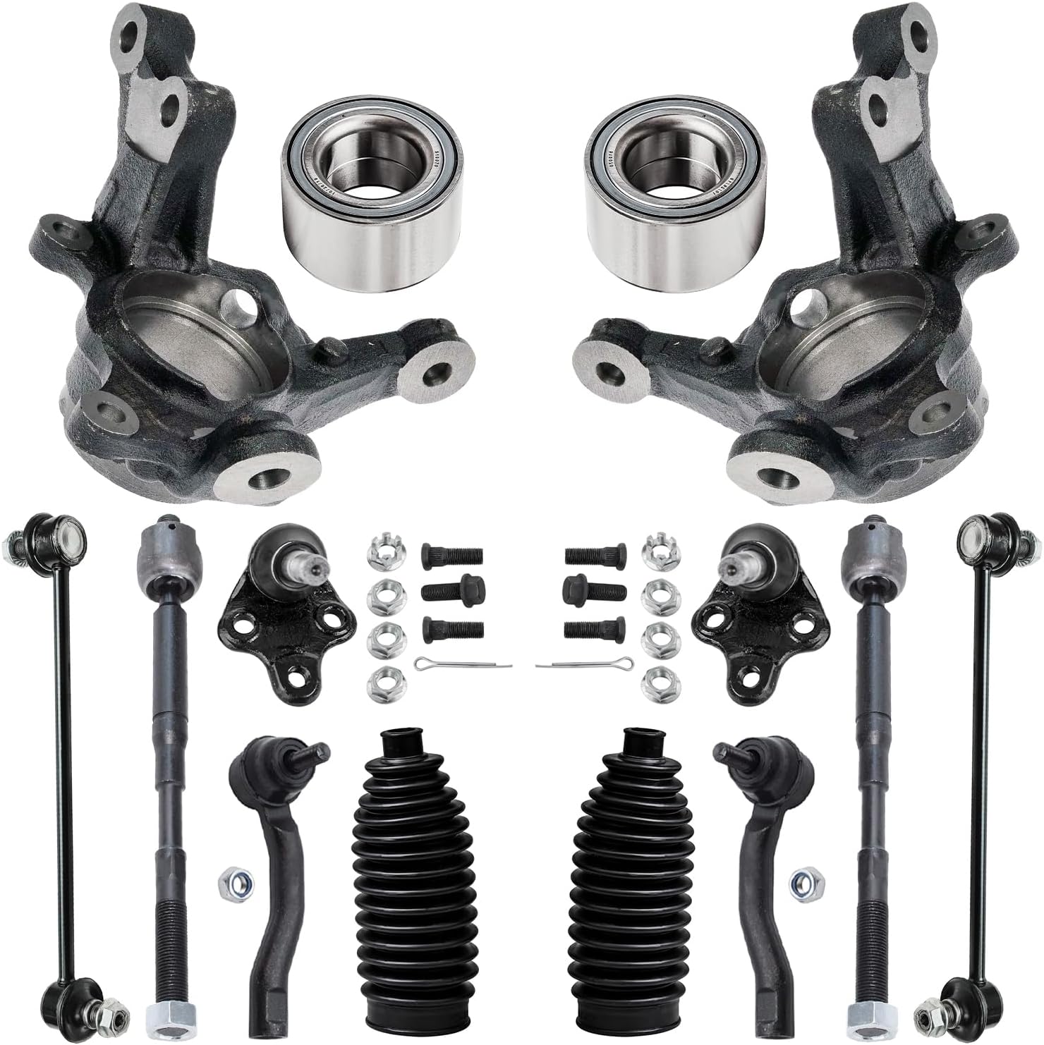14pc Front Steering Knuckles Wheel Bearings Sway Bar Links Suspension Kit