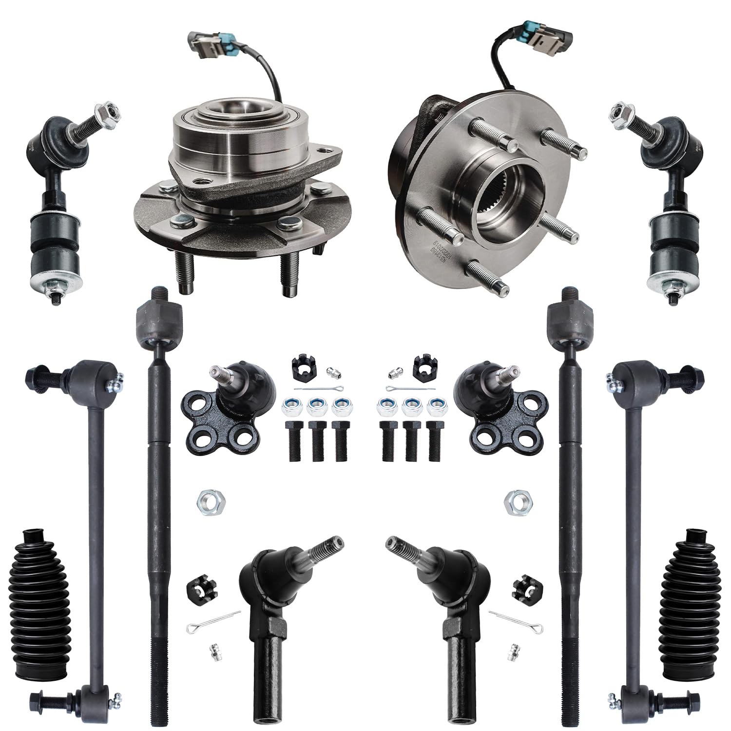 14pc Front Wheel Hub and Bearings Ball Joints Sway Bar Links Suspension Kit