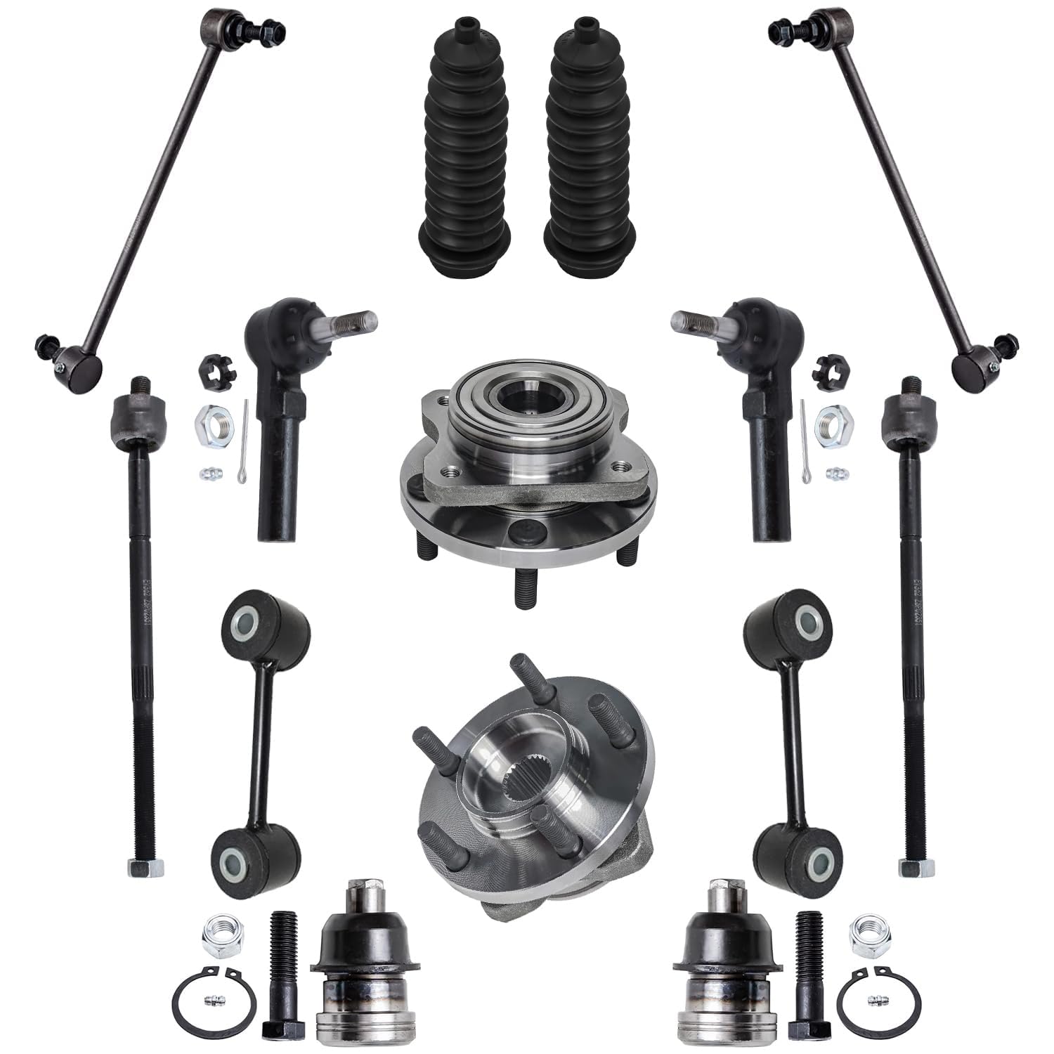thumbnail image 2 of Detroit Axle Inner & Outer Tie Rod Kit – For 1996-2000 Dodge Caravan / Chrysler Voyager – Front, 4-Piece Set 2 of 6