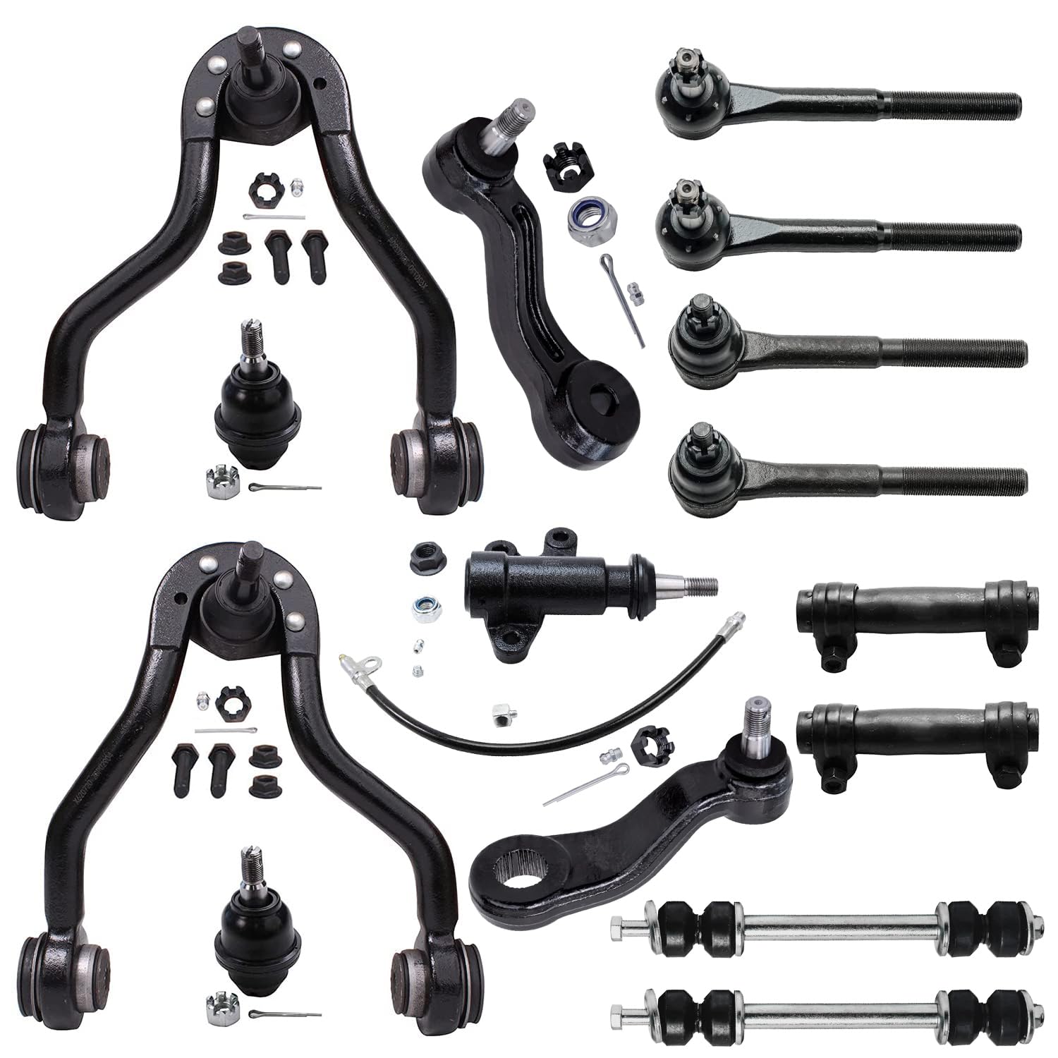 15pc Front Upper Control Arms Sway Bar Links Tie Rods Suspension Kit