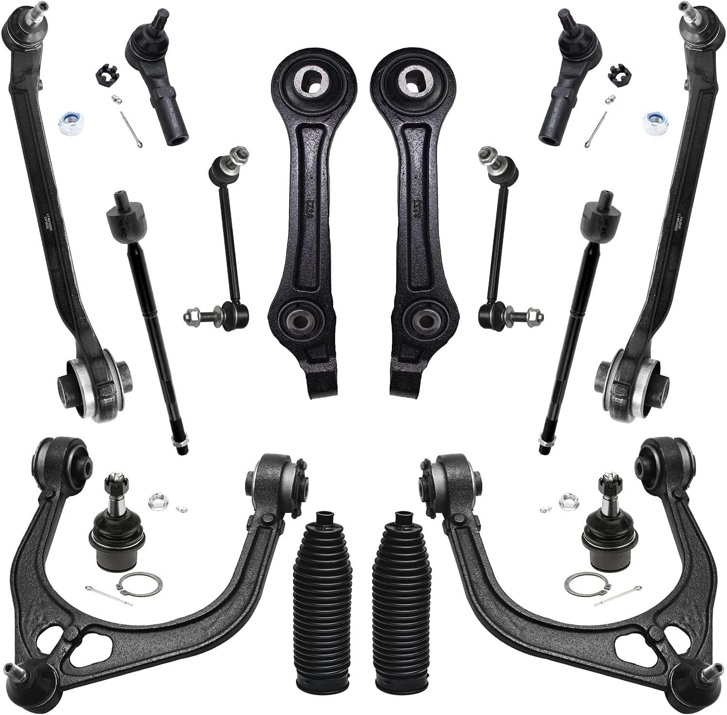 16pc Front Upper Lower Forward Rearward Control Arms Tie Rods Suspension Kit
