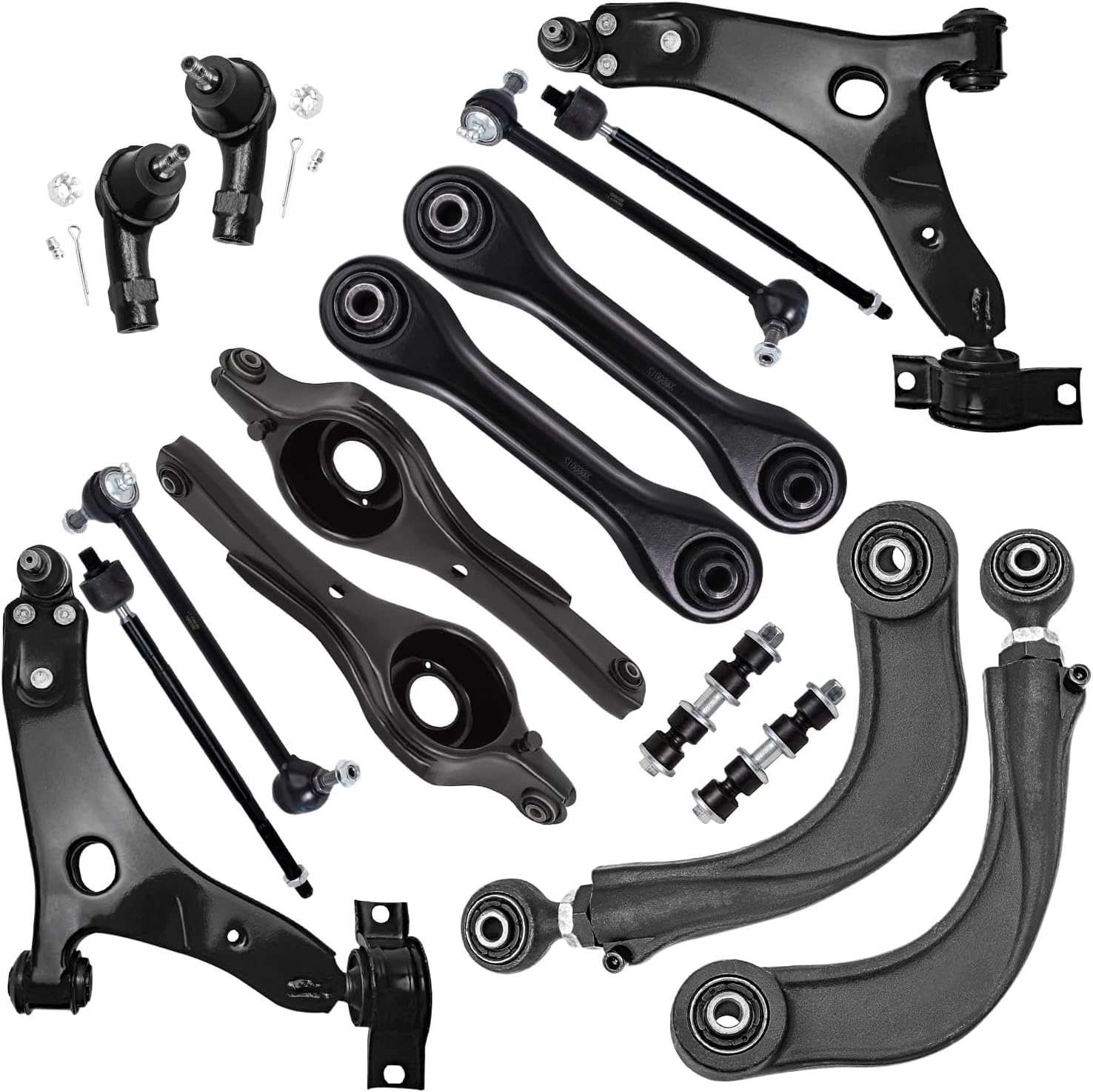 16pc Front & Rear Upper Lower Control Arms Tie Rods Suspension Kit