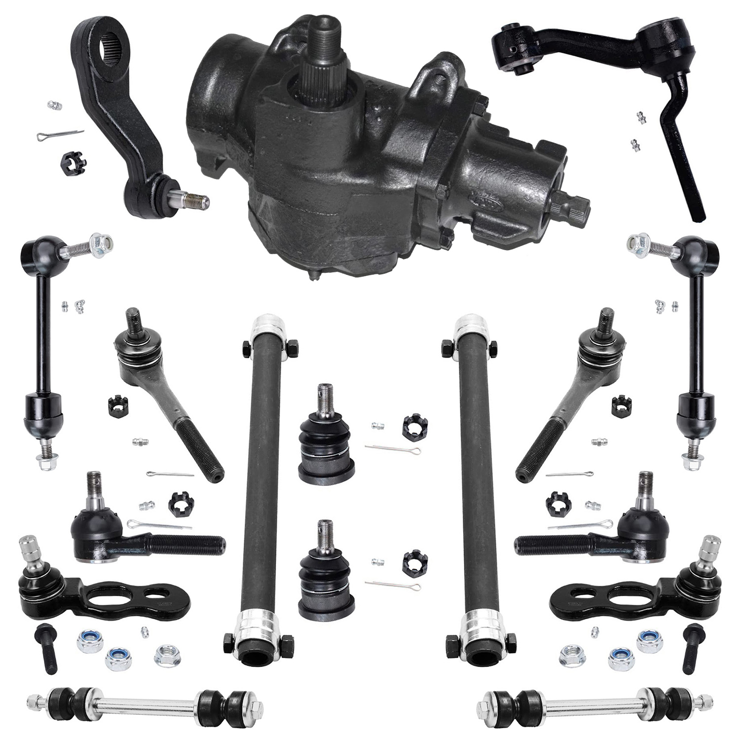 17pc Front Gear Box Sway Bar Links Ball Joints Tie Rods Suspension Kit