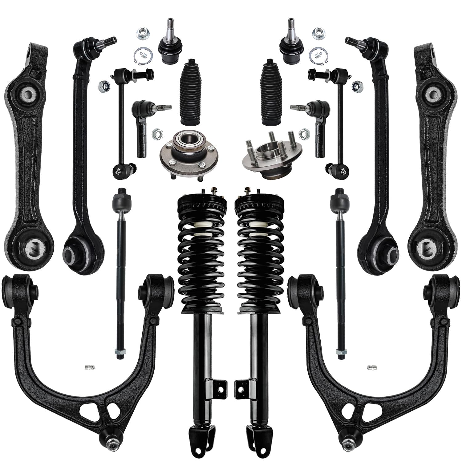 20pc Front Struts Wheel Hub and Bearings Control Arms Tie Rods Suspension Kit