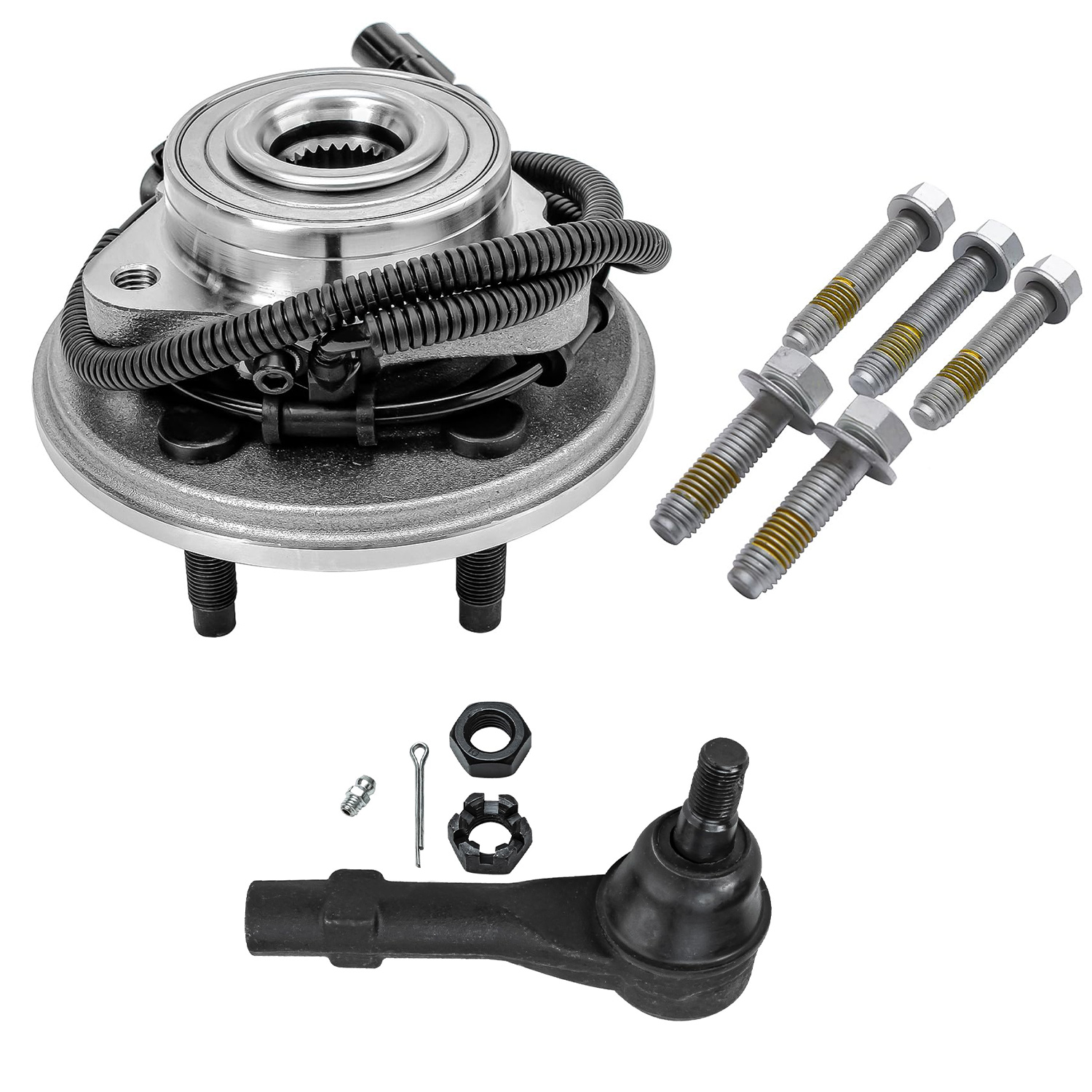 Front Wheel Hub and Bearing Outer Tie Rod Suspension Kit