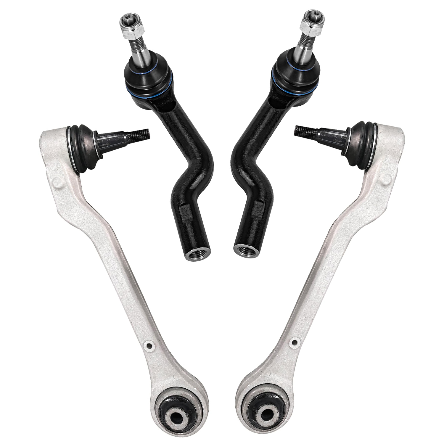 4pc Front Lower Rearward Control Arms Outer Tie Rods Suspension Kit