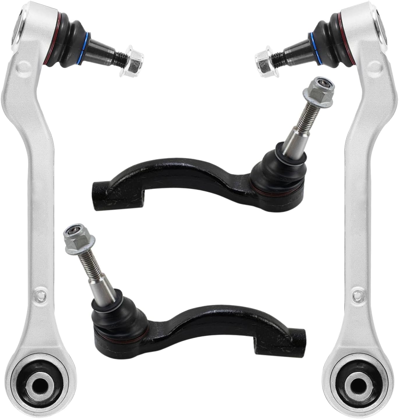 4pc Front Lower Rearward Control Arms Outer Tie Rods Suspension Kit