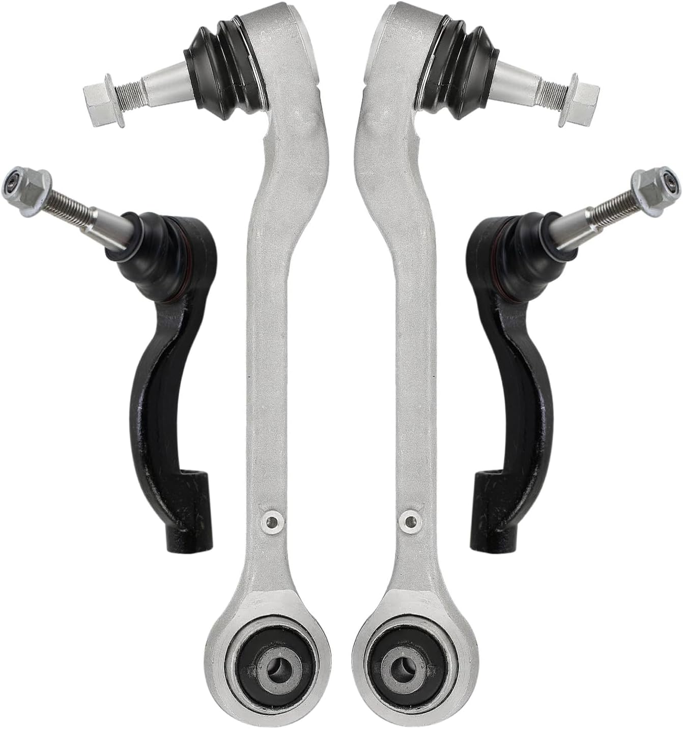 4pc Front Lower Rearward Control Arms Outer Tie Rods Suspension Kit