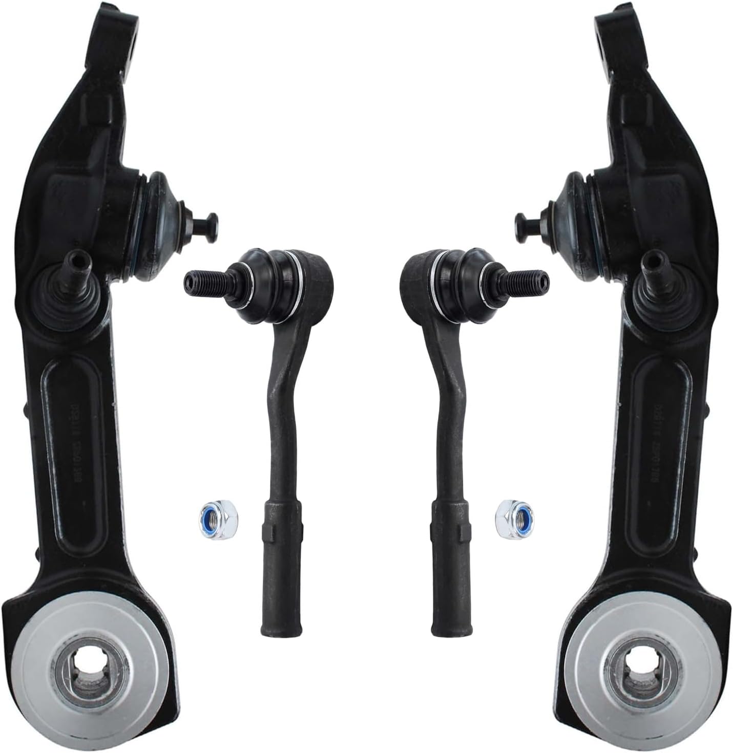 4pc Front Lower Rearward Control Arms Outer Tie Rods Suspension Kit