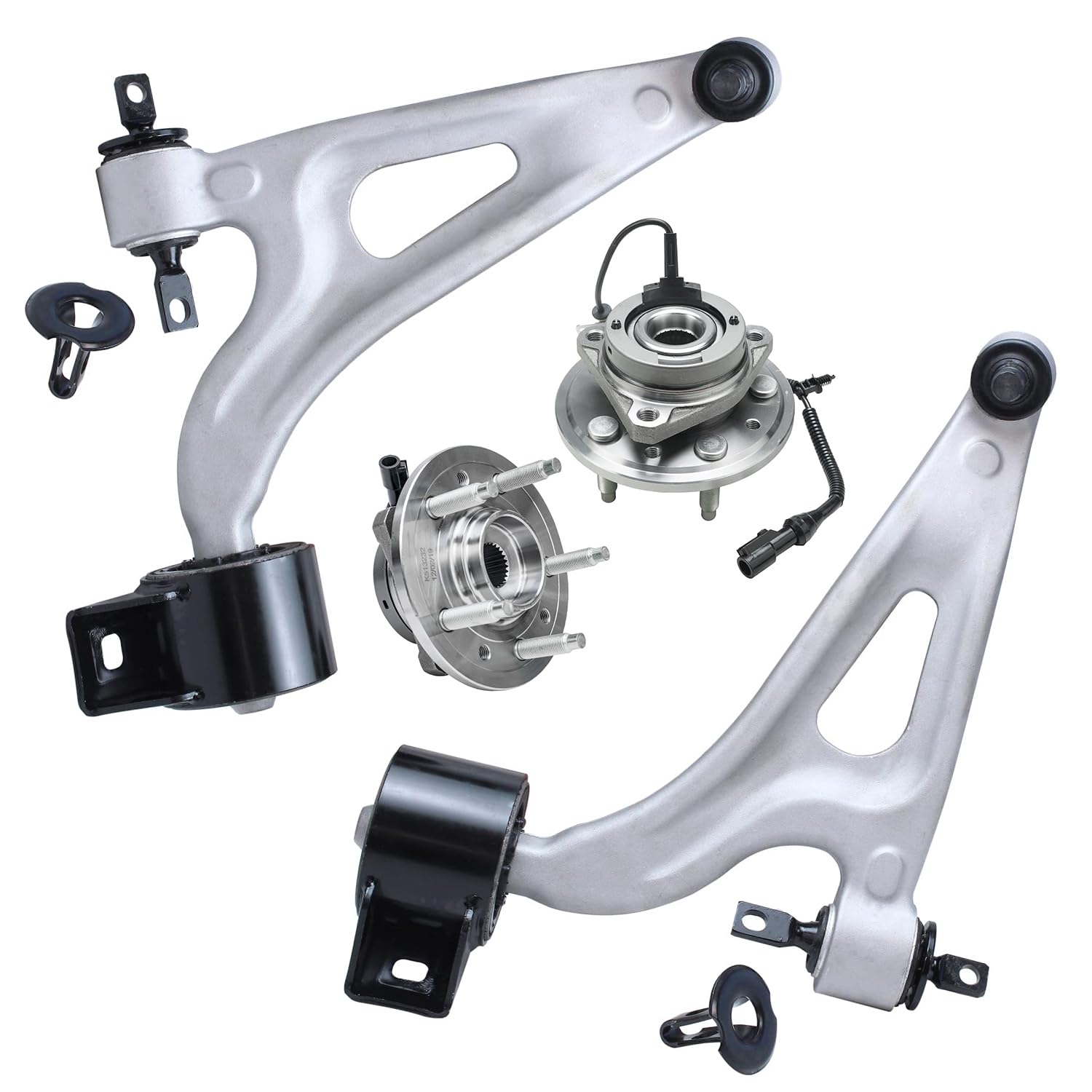 4pc Front Lower Control Arms Wheel Hub and Bearings Suspension Kit