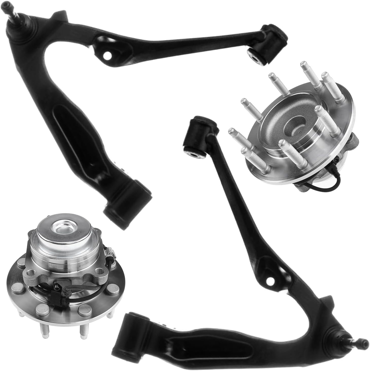 4pc Front Lower Control Arms Wheel Hub and Bearings Suspension Kit