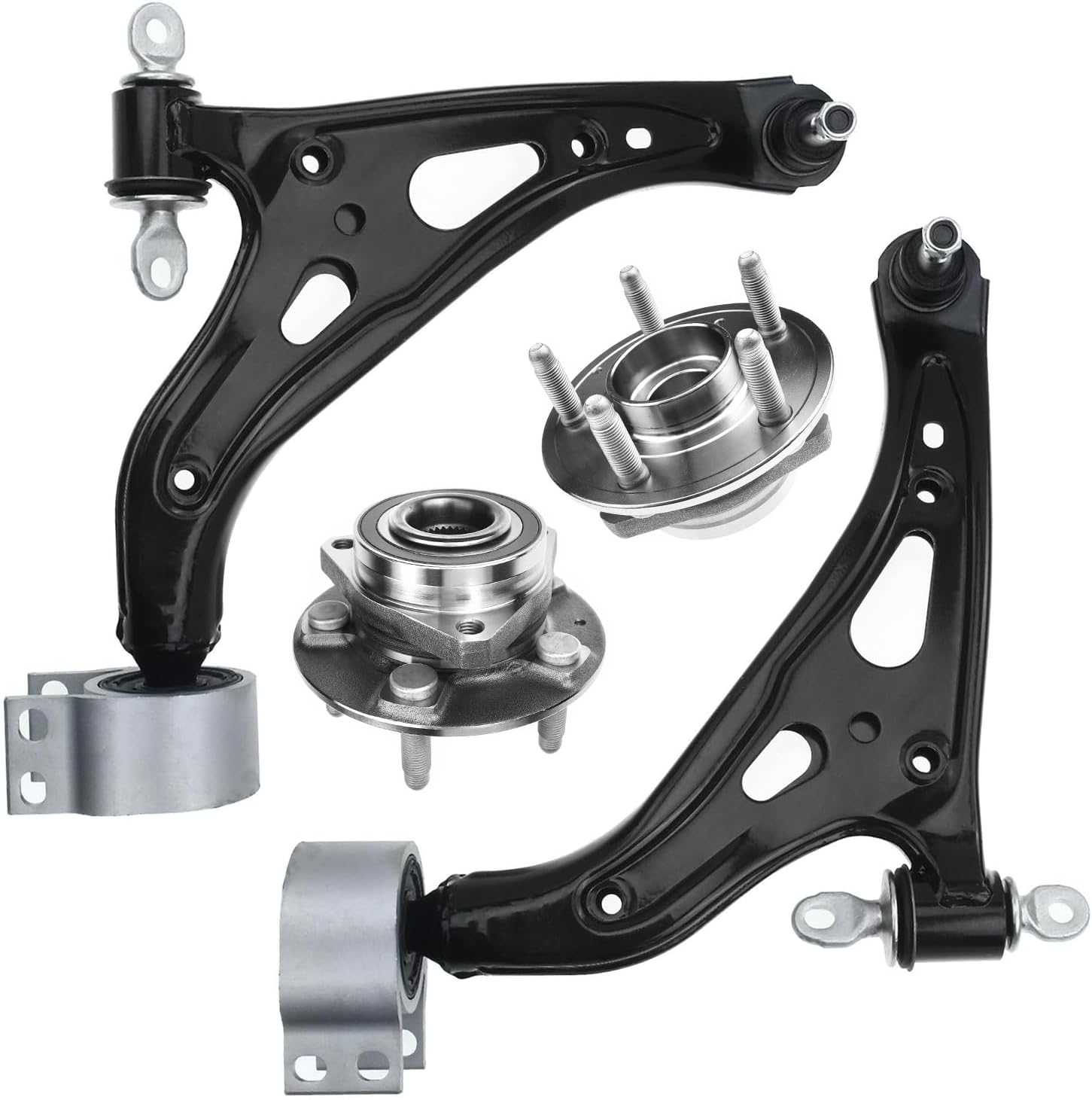 4pc Front Lower Control Arms Wheel Hub and Bearings Suspension Kit