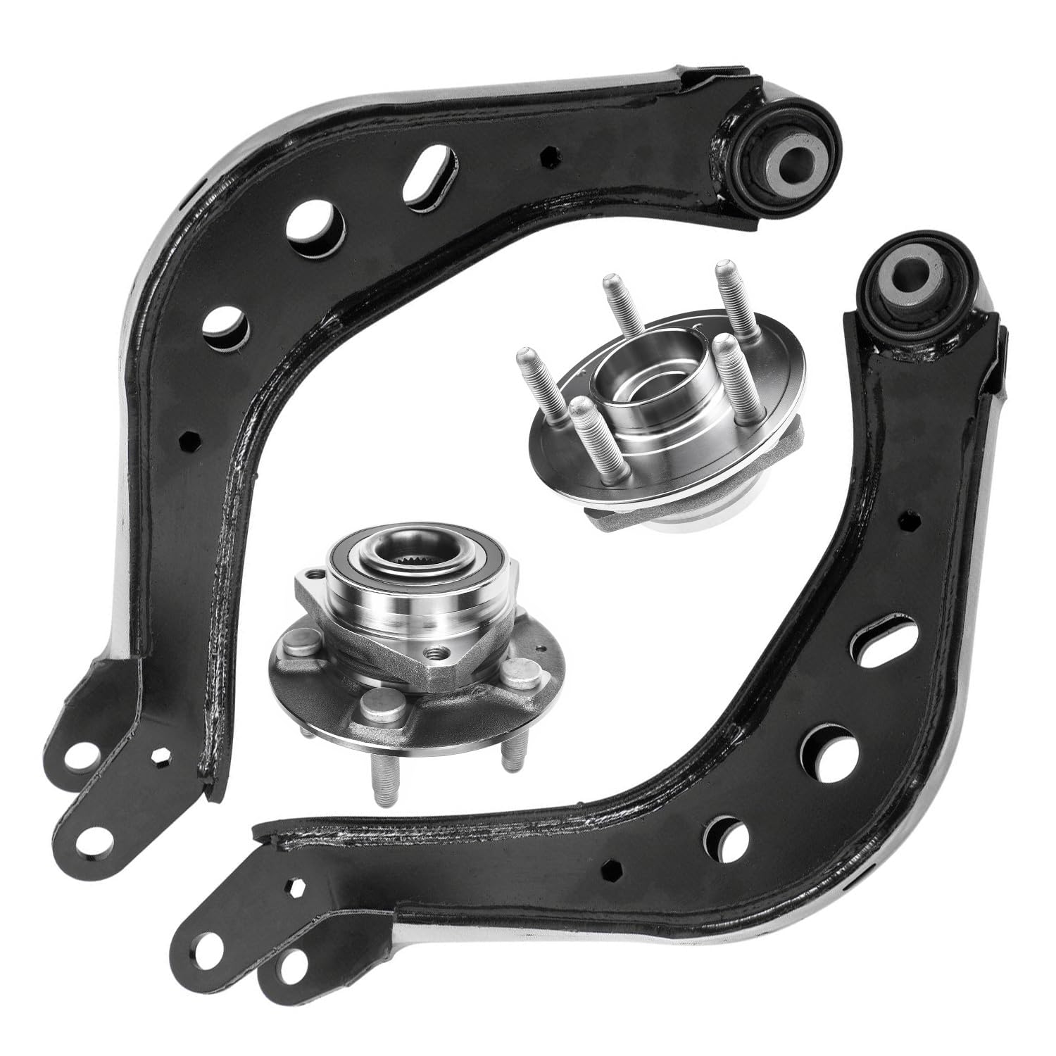 4pc Rear Upper Control Arms Wheel Hub and Bearings Suspension Kit