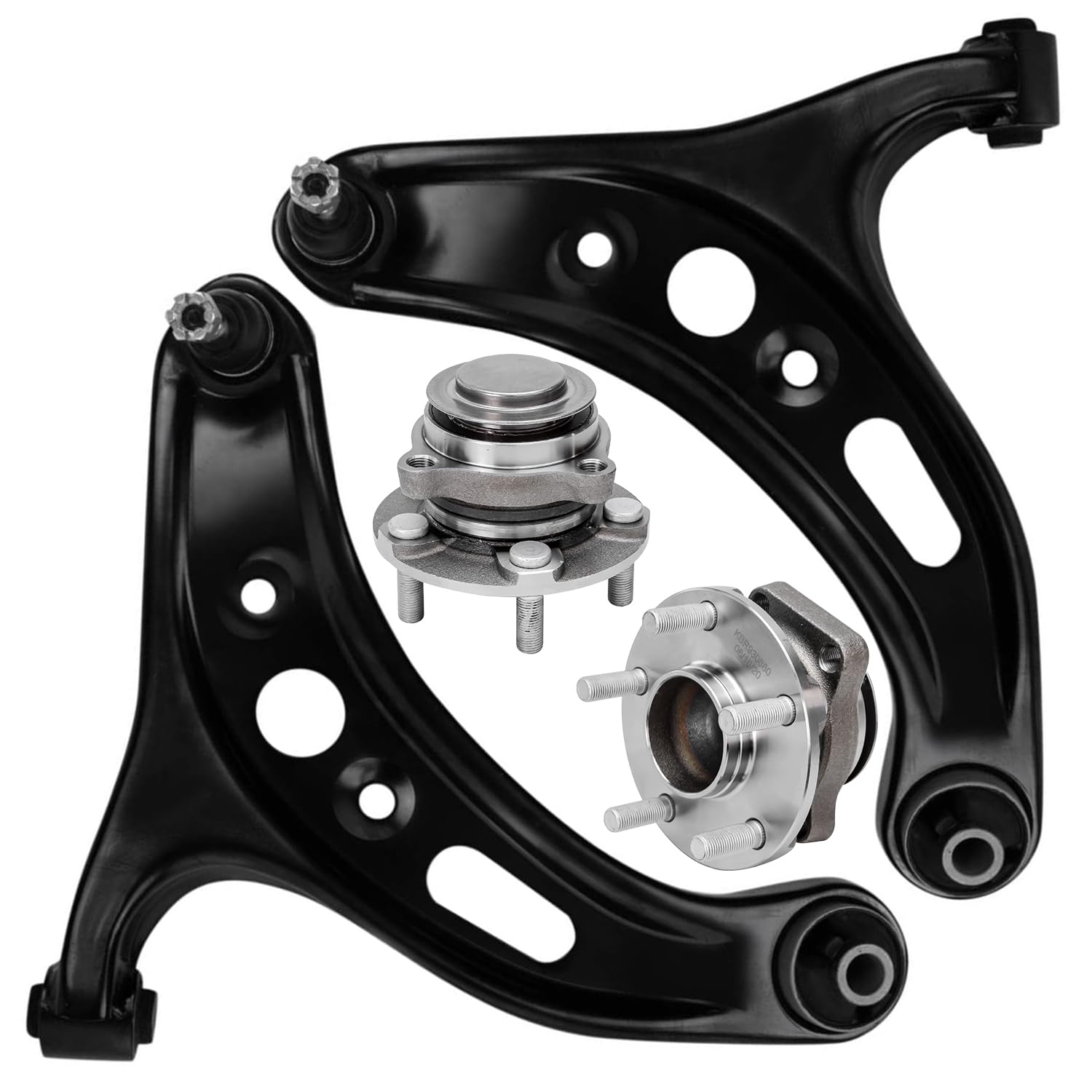 4pc Front Lower Control Arms Wheel Hub and Bearings Suspension Kit