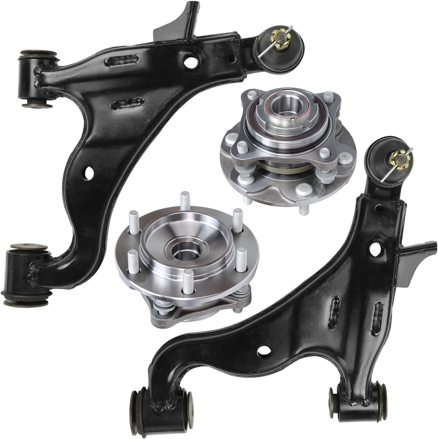 4pc Front Lower Control Arms Wheel Bearings and Hub Suspension Kit