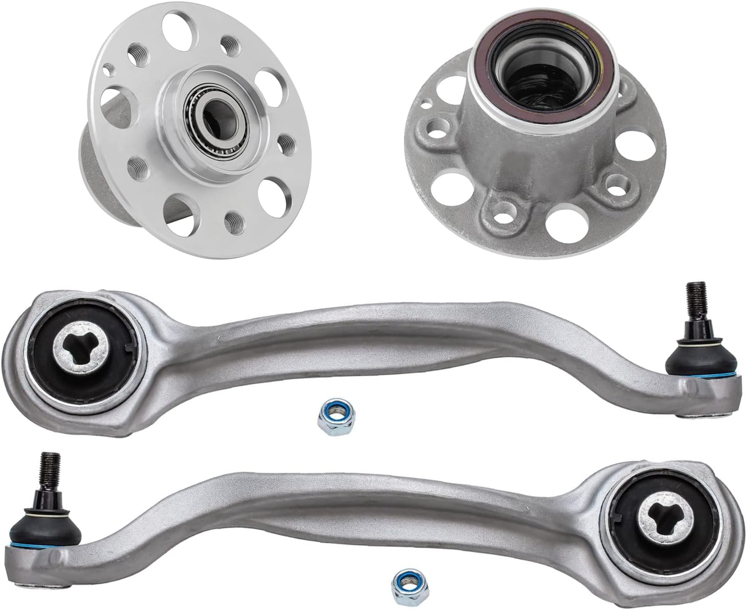 4pc Front Upper Control Arms Wheel Hub and Bearings Suspension Kit