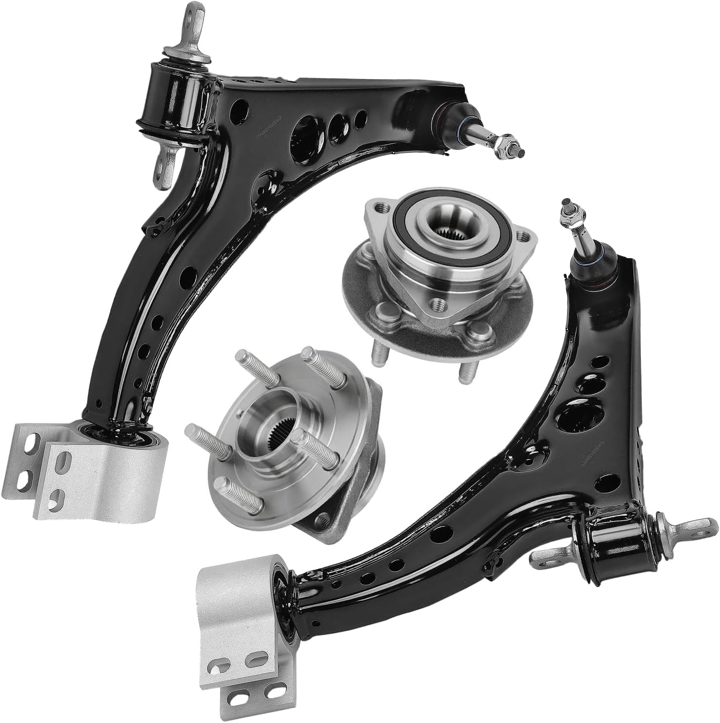 4pc Front Lower Control Arms Wheel Hub and Bearings Suspension Kit