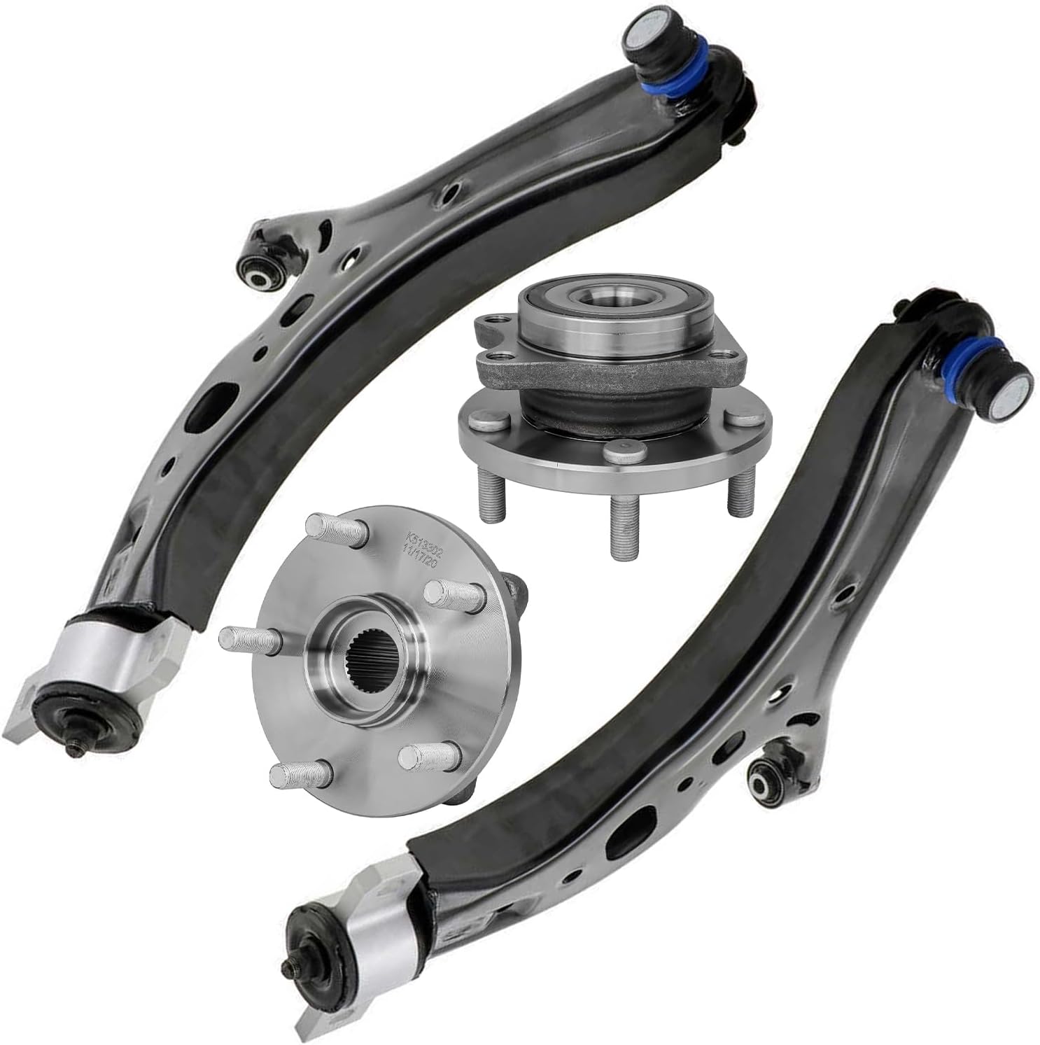 4pc Front Lower Control Arms Wheel Hub and Bearings Suspension Kit